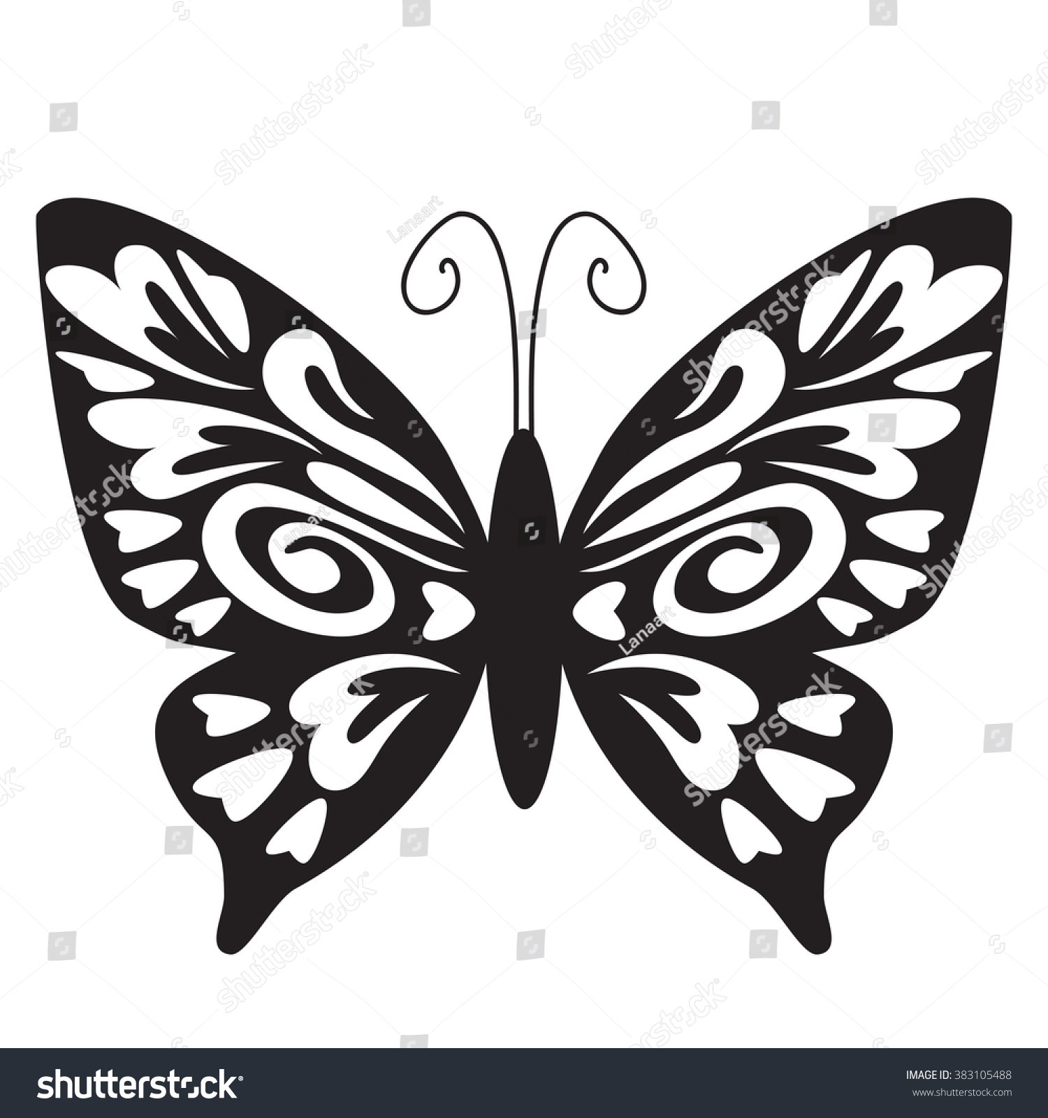 Butterfly Silhouette Vector Illustration Stock Vektorgrafik Lizenzfrei