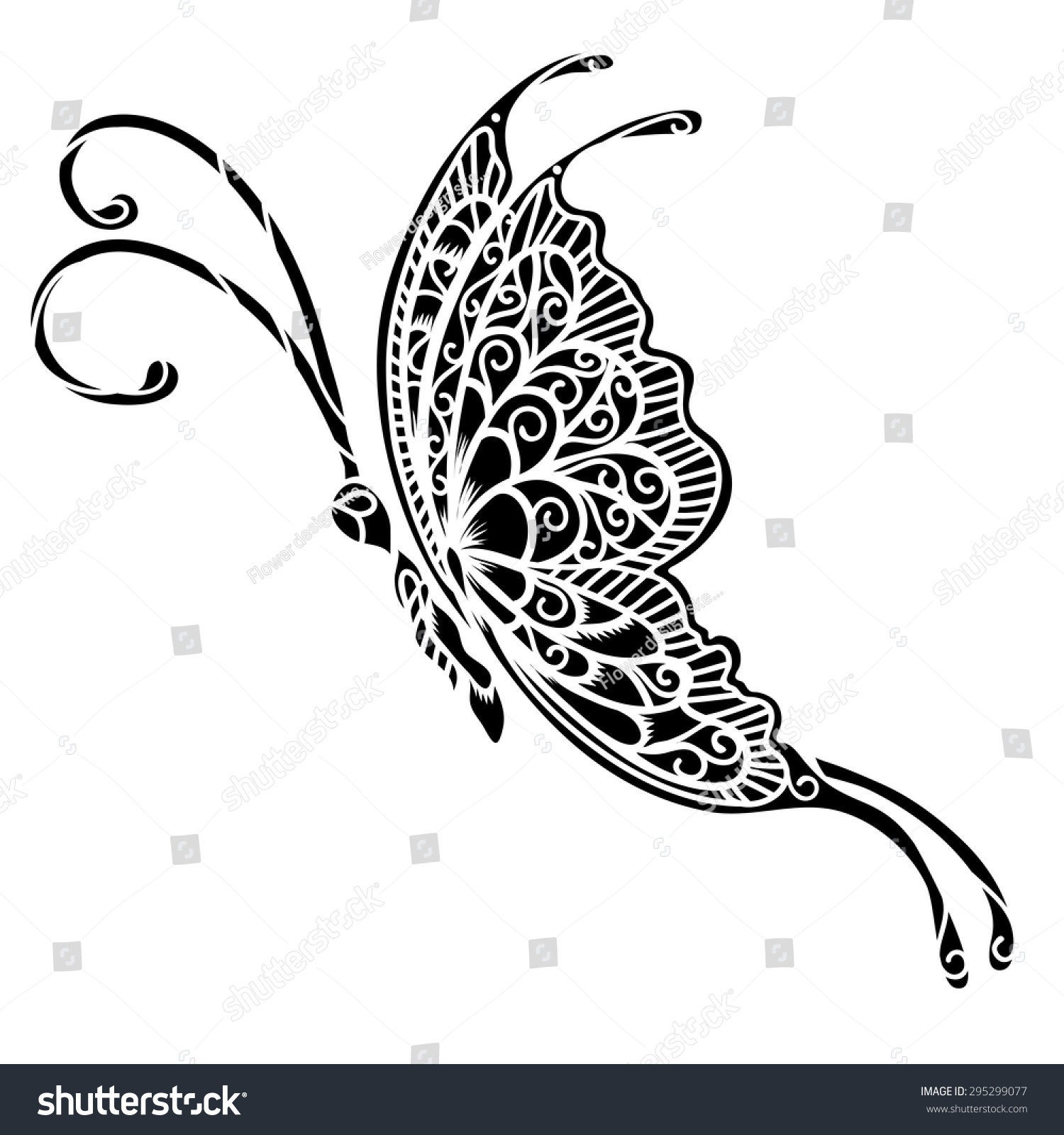 Butterfly Tattoo Stock Vector (Royalty Free) 295299077