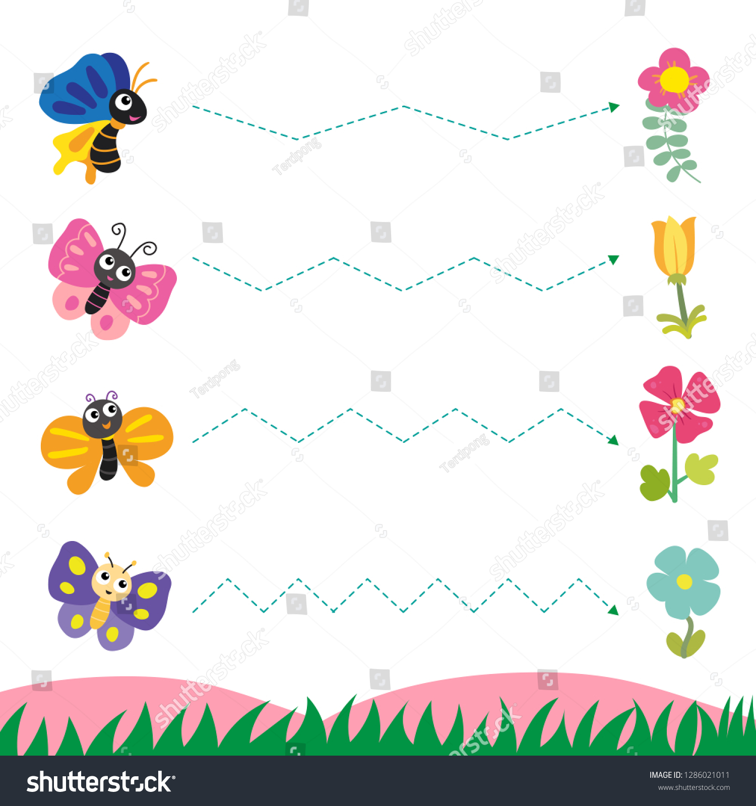 butterfly worksheet vector design stock vector royalty free 1286021011 shutterstock