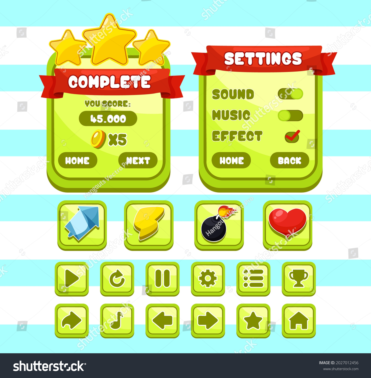 SVG of Button set designed game user interface (GUI) illustration for console and computer. Vector asset for creating medieval video and computer game. RPG, strategy, shooting, racing, fighting, simulation svg