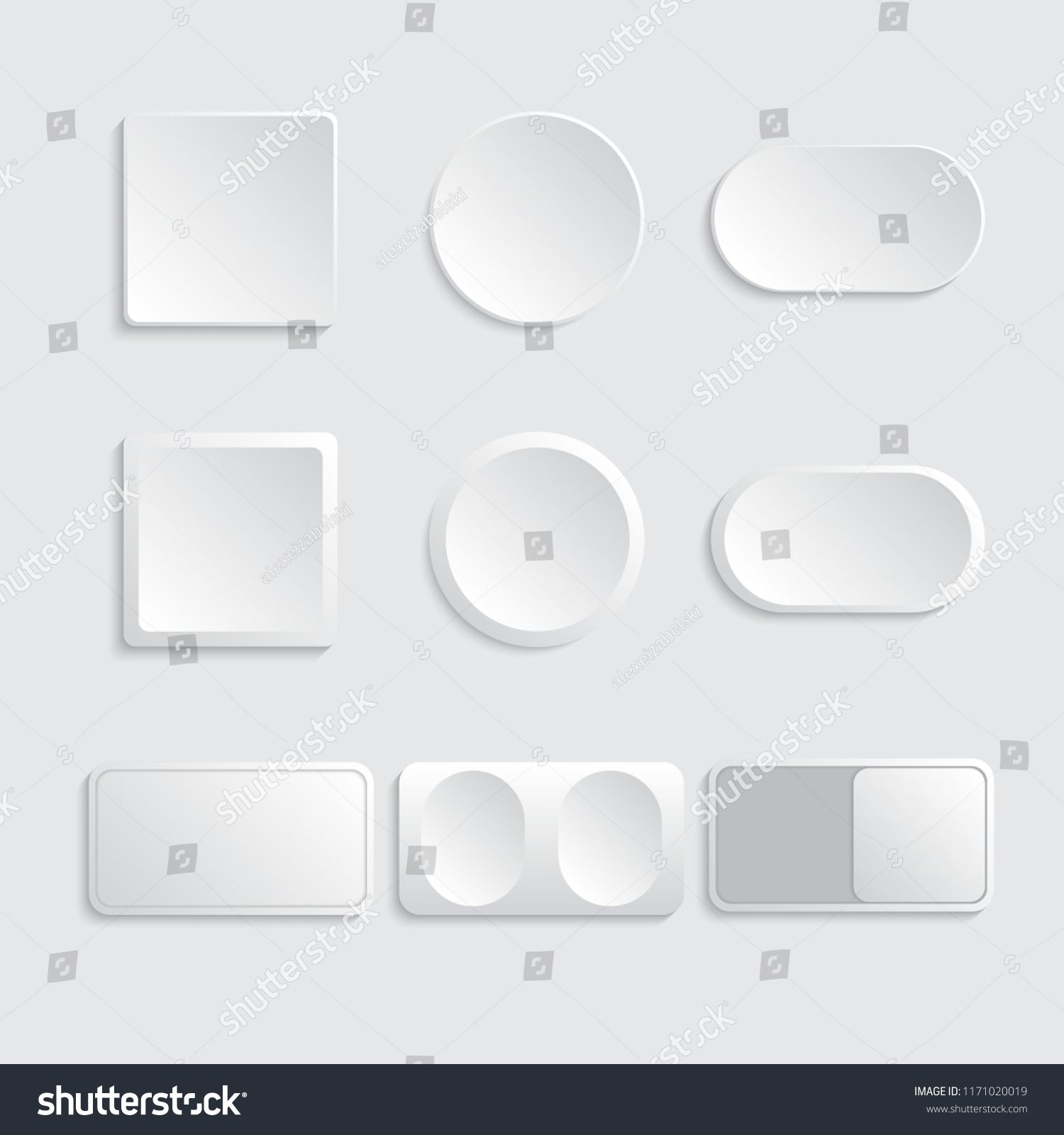 Buttons Switches Set White Color Vector Stock Vector (Royalty Free ...