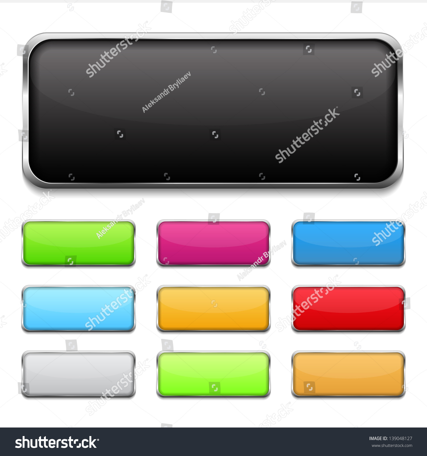 Buttons With Metallic Frame, Vector Eps10 Illustration - 139048127 ...