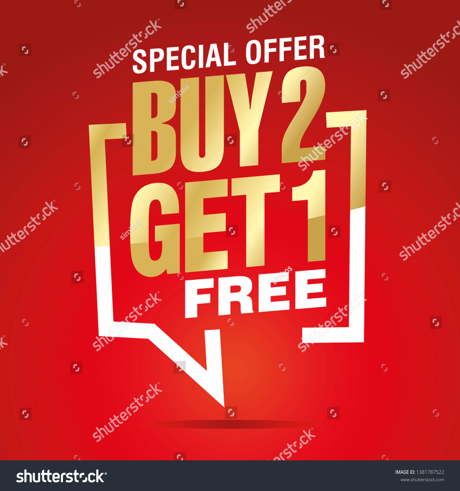 Buy 2 Get 1 Free Brackets Stock Vector (Royalty Free) 1381787522 ...