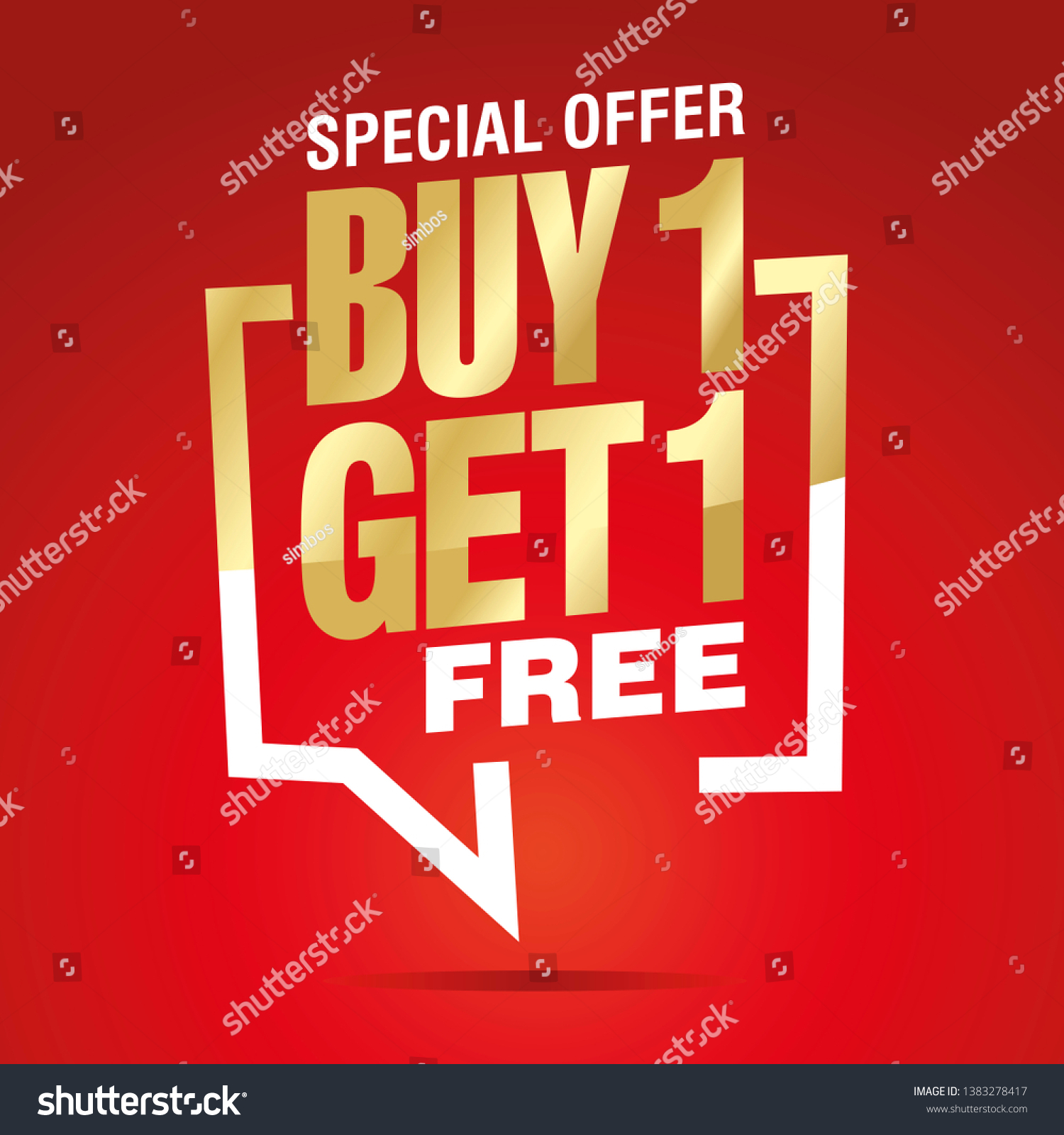 SVG of Buy 1 get 1 free in brackets speech gold white red sticker icon svg
