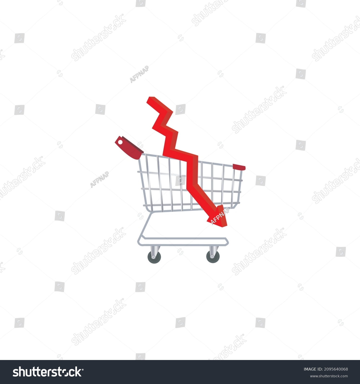 SVG of Buy on the dip, purchase stock when price drop, trader signal to invest, make profit from market collapse concept, smart businessman investor buy stock with down arrow graph in shopping cart. svg