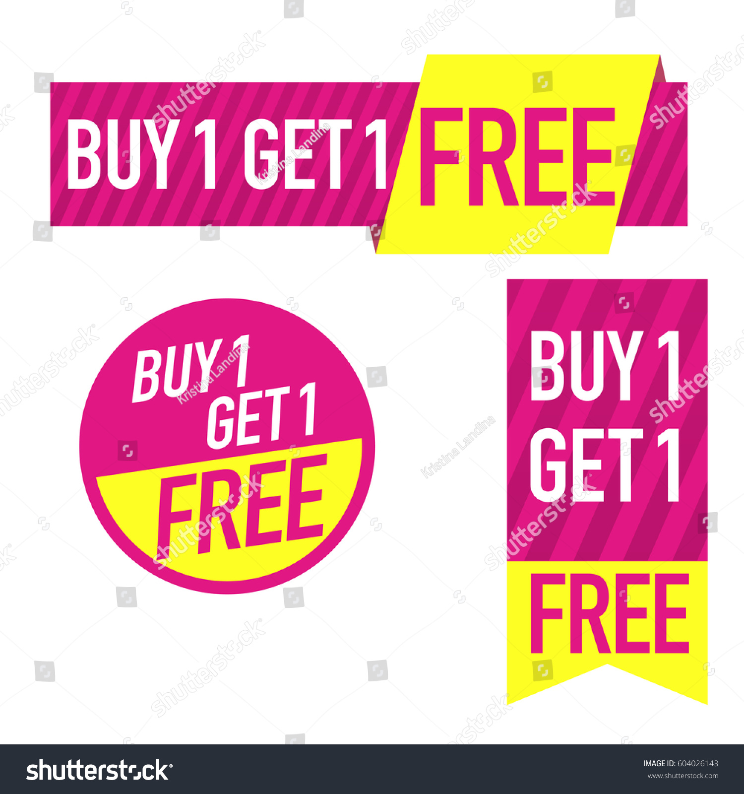 SVG of Buy one get one free. Set of super sale banners, sticker. special offer. Pink with yellow. svg