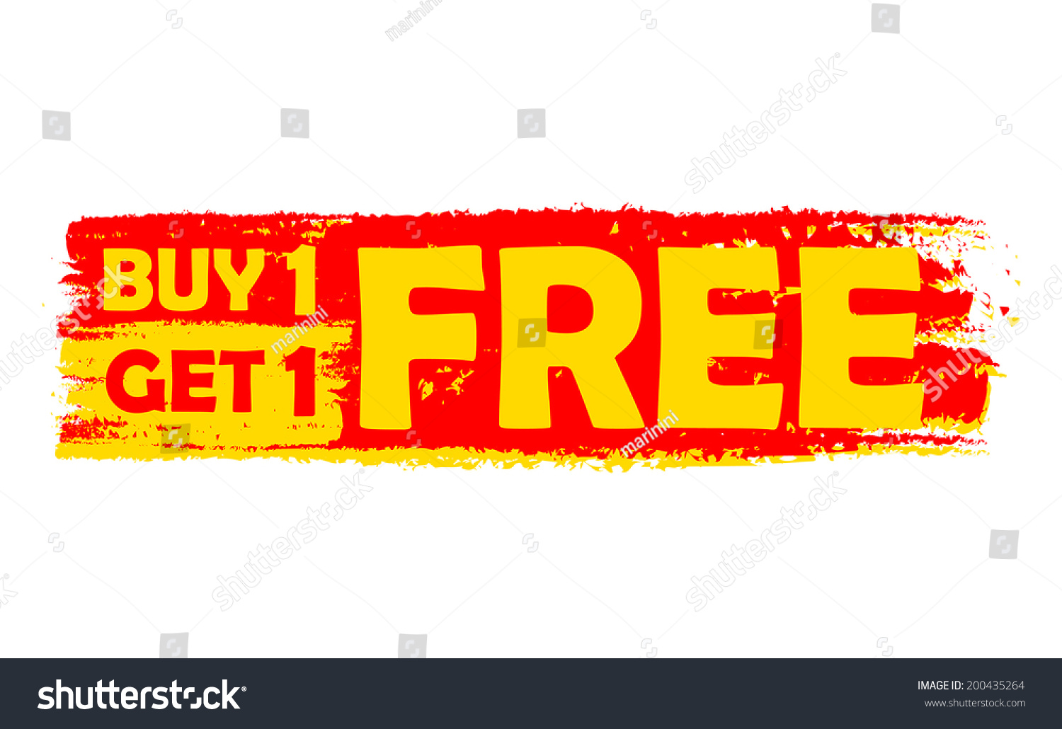 SVG of buy one get one free - text in yellow and red drawn label, flat design, business shopping concept, vector svg