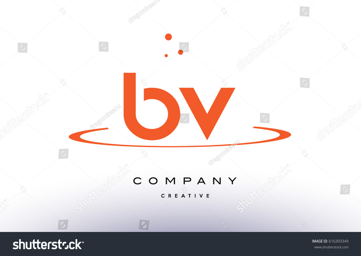 Bv B V Creative Orange Swoosh Stock Vector Royalty Free