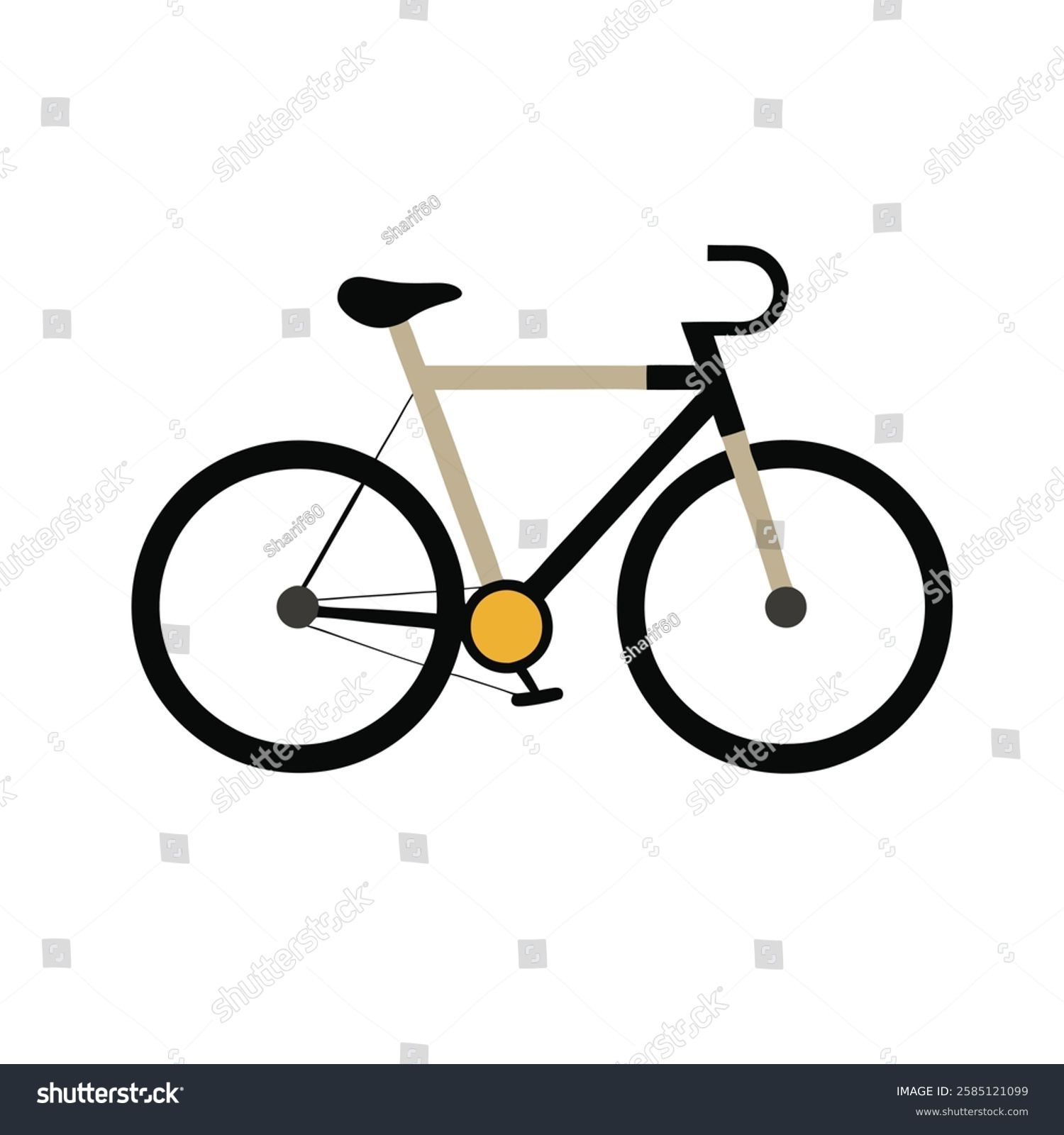 black bicycle with tan frame on white clip art preview