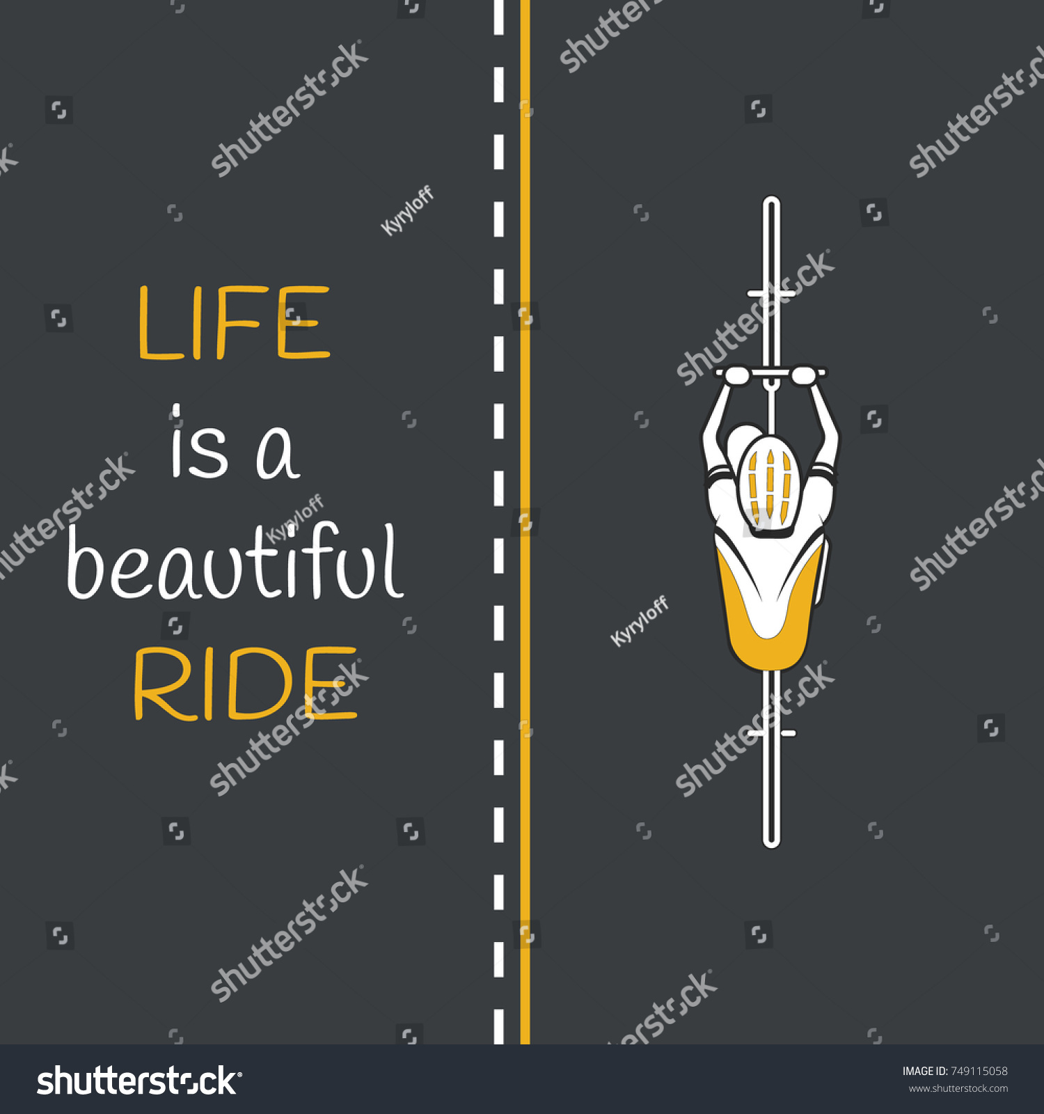 Life is a beautiful ride quote Grey and yellow