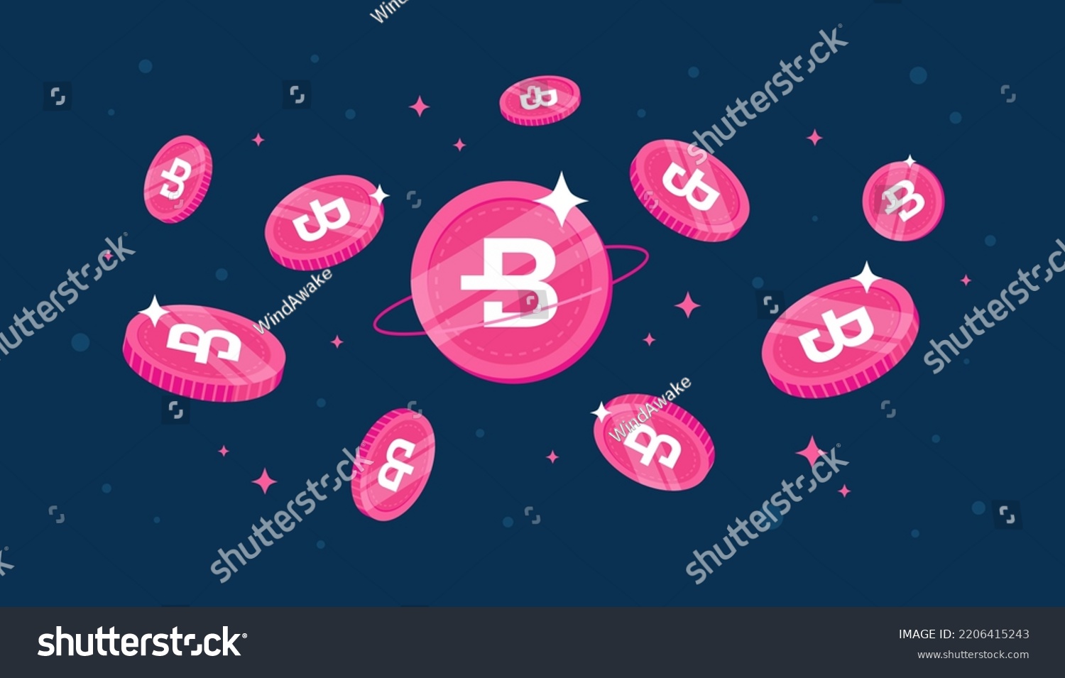 SVG of Bytecoin (BCN) coins falling from the sky. BCN cryptocurrency concept banner background. svg