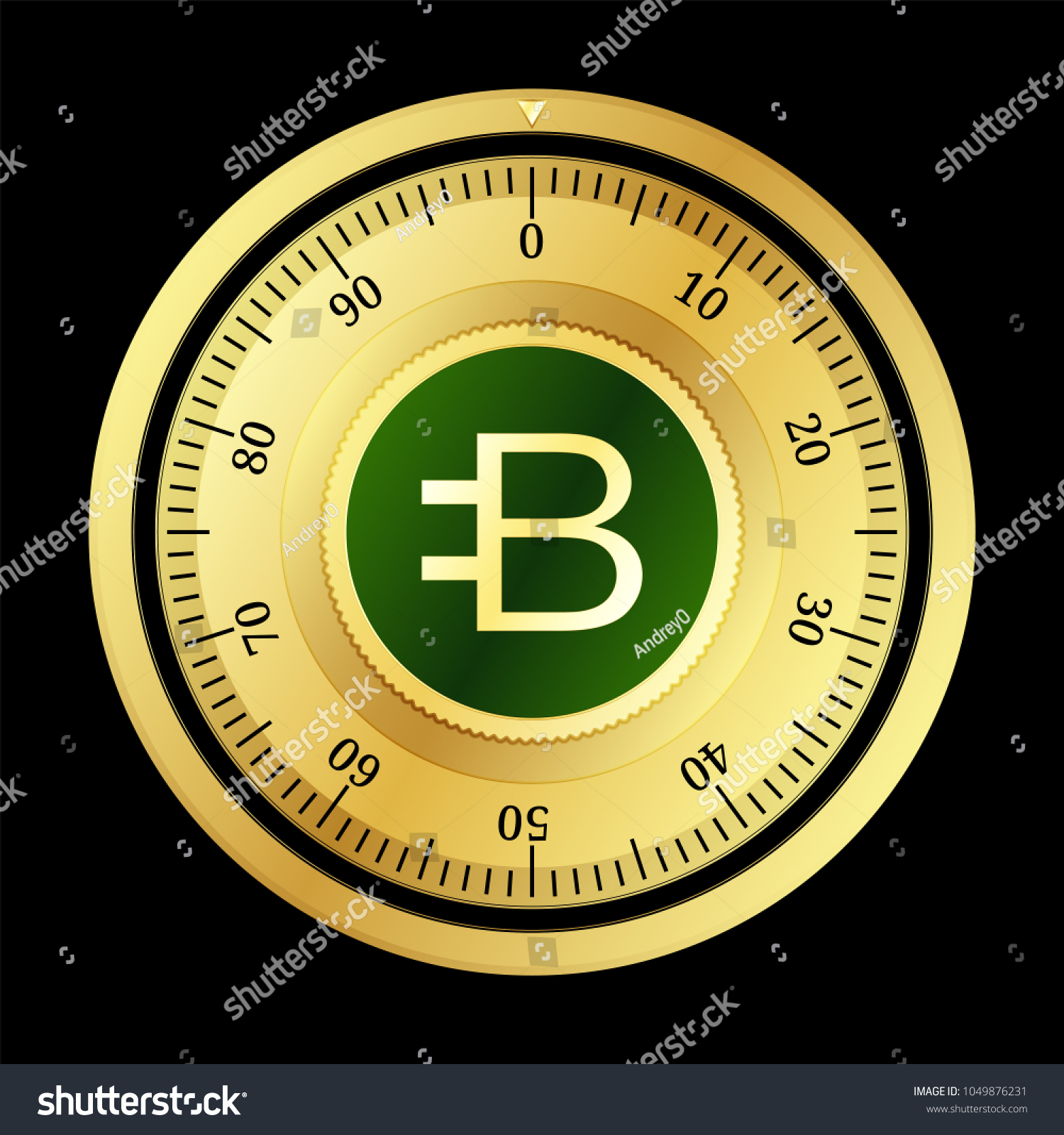 SVG of Bytecoin (BCN) cryptocurrency safe lock. Eps10 vector illustration isolated on black background. svg