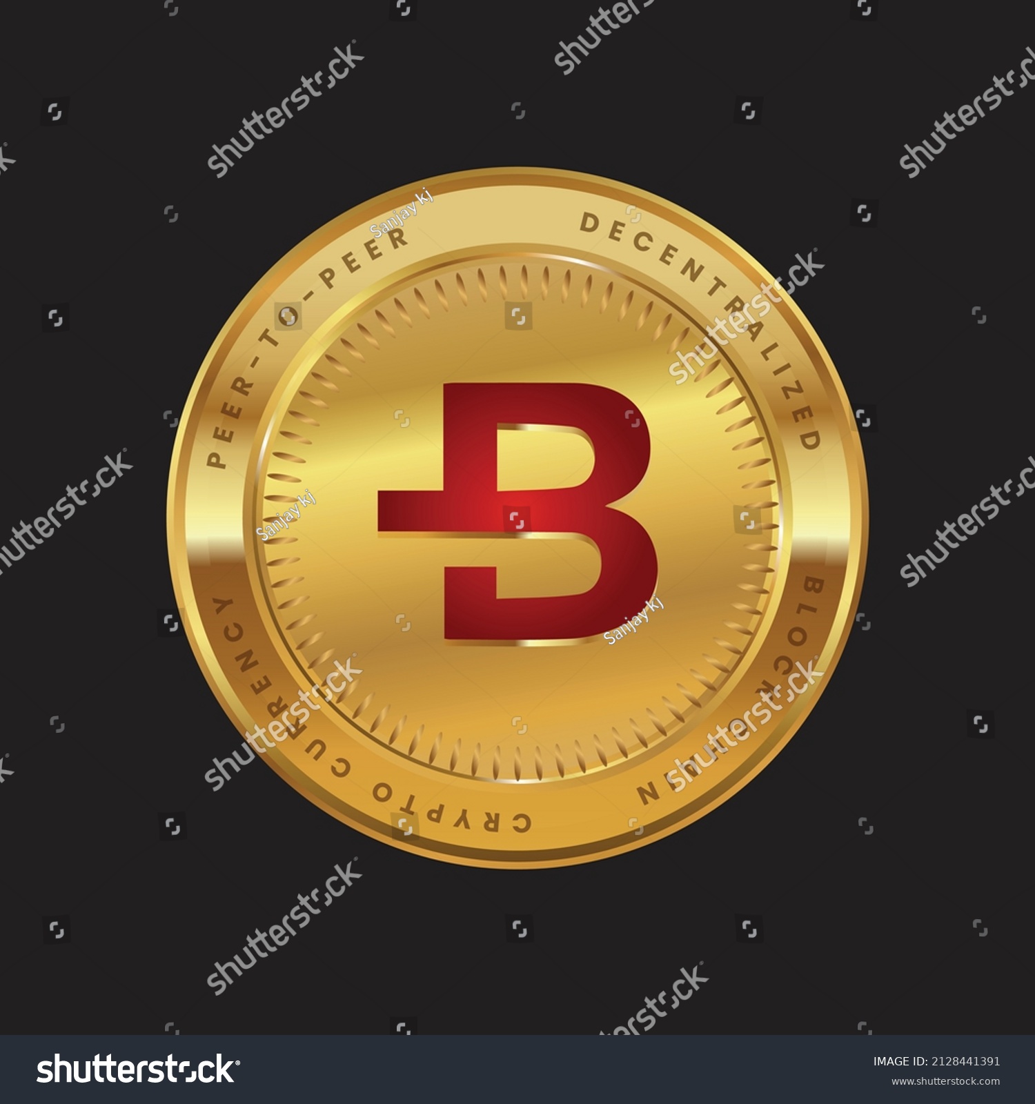SVG of Bytecoin BCN cryptocurrency token logo on gold coin in red color theme. svg