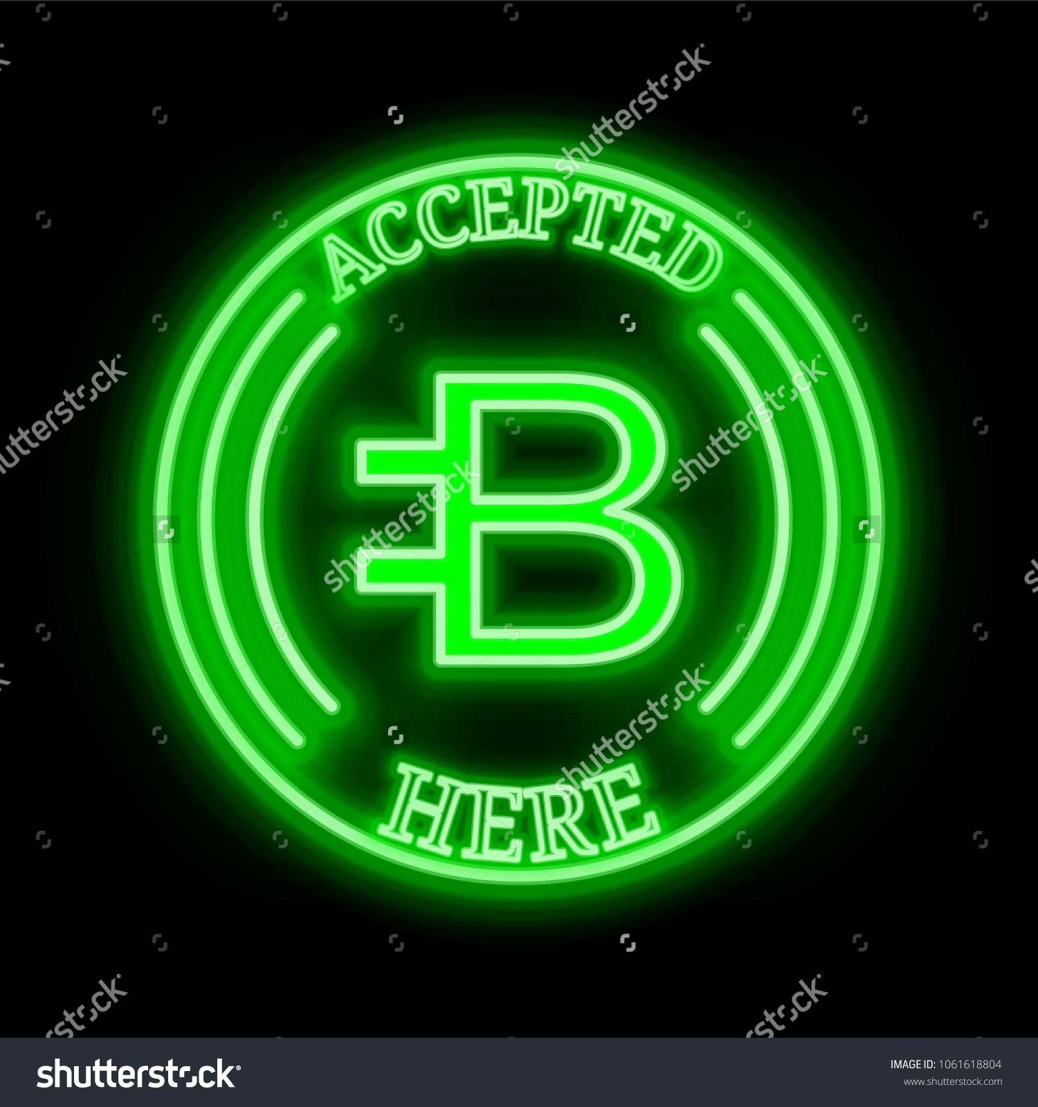 SVG of Bytecoin (BCN) green  neon cryptocurrency symbol in round frame with text 