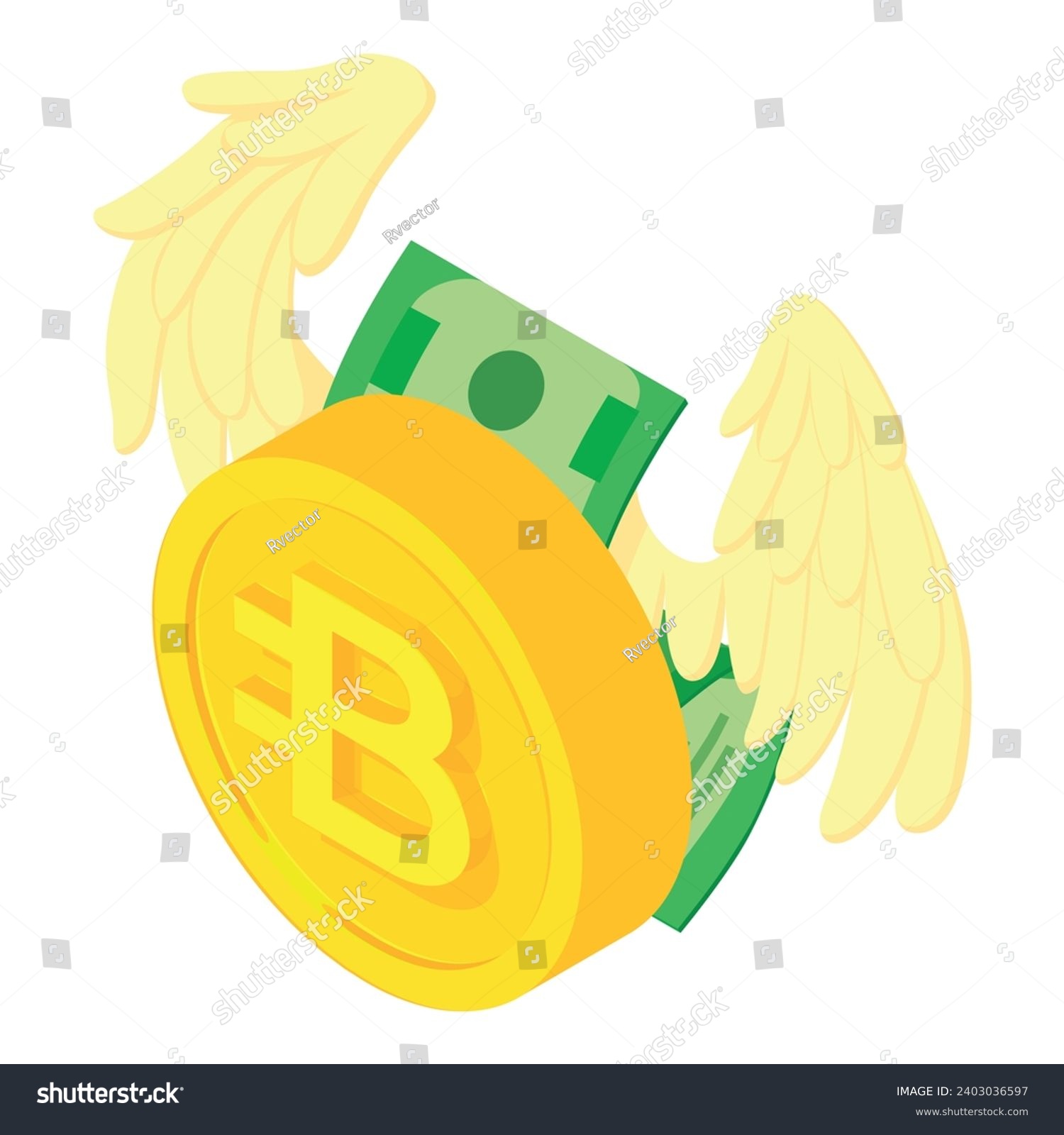 SVG of Bytecoin cryptocurrency icon isometric vector. Bytecoin coin and flying dollar. Digital money, cryptocurrency concept svg