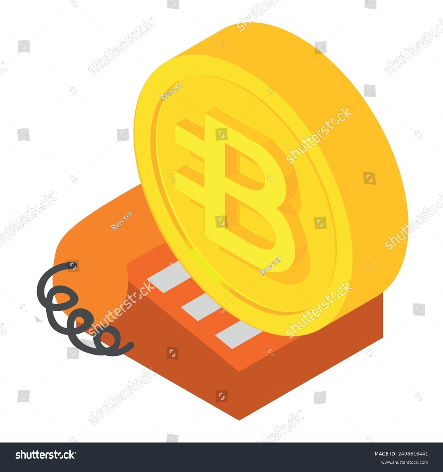 SVG of Bytecoin cryptocurrency icon isometric vector. Bytecoin coin and landline phone. Digital money, cryptocurrency concept svg