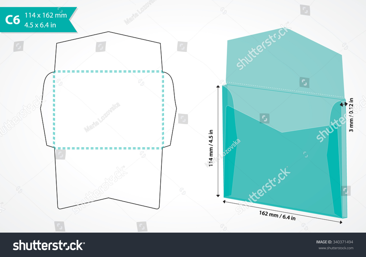 C6 Envelope Template Vector Die Cut Stock Vector (Royalty Free