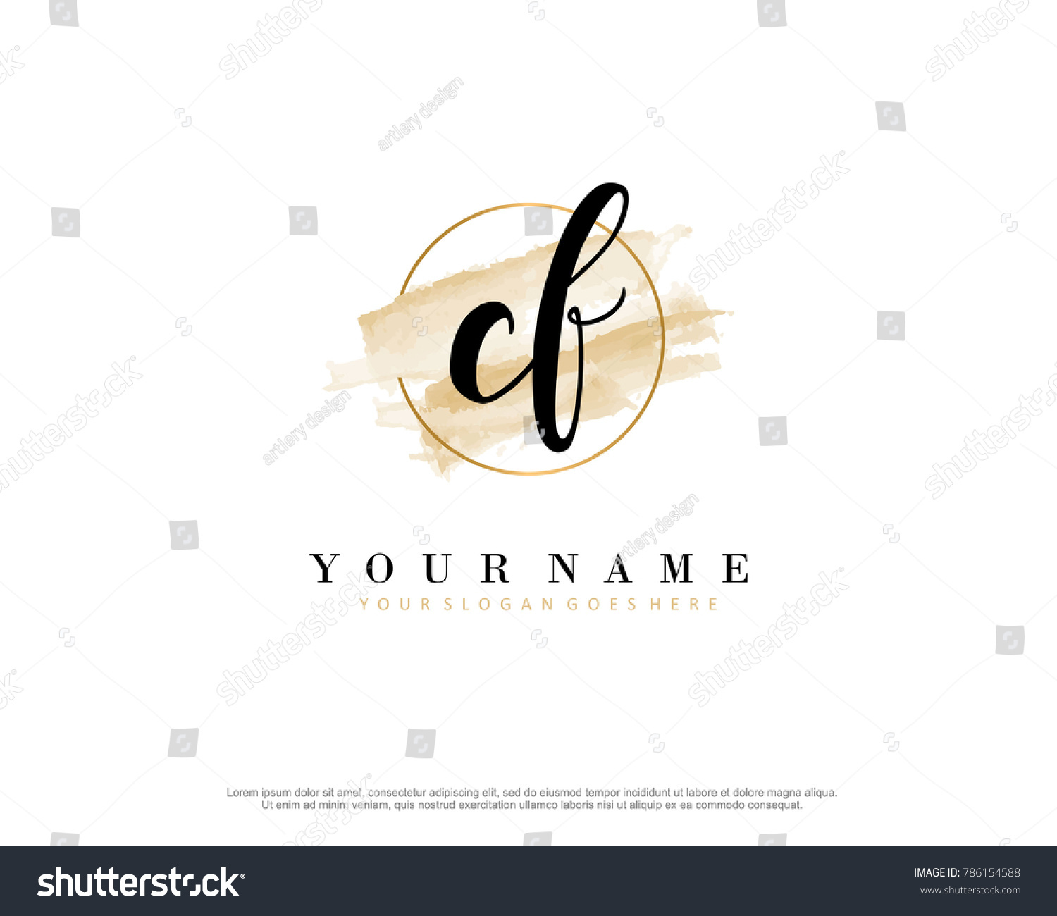 C F Initial Water Color Logo Stock Vector (Royalty Free) 786154588 ...