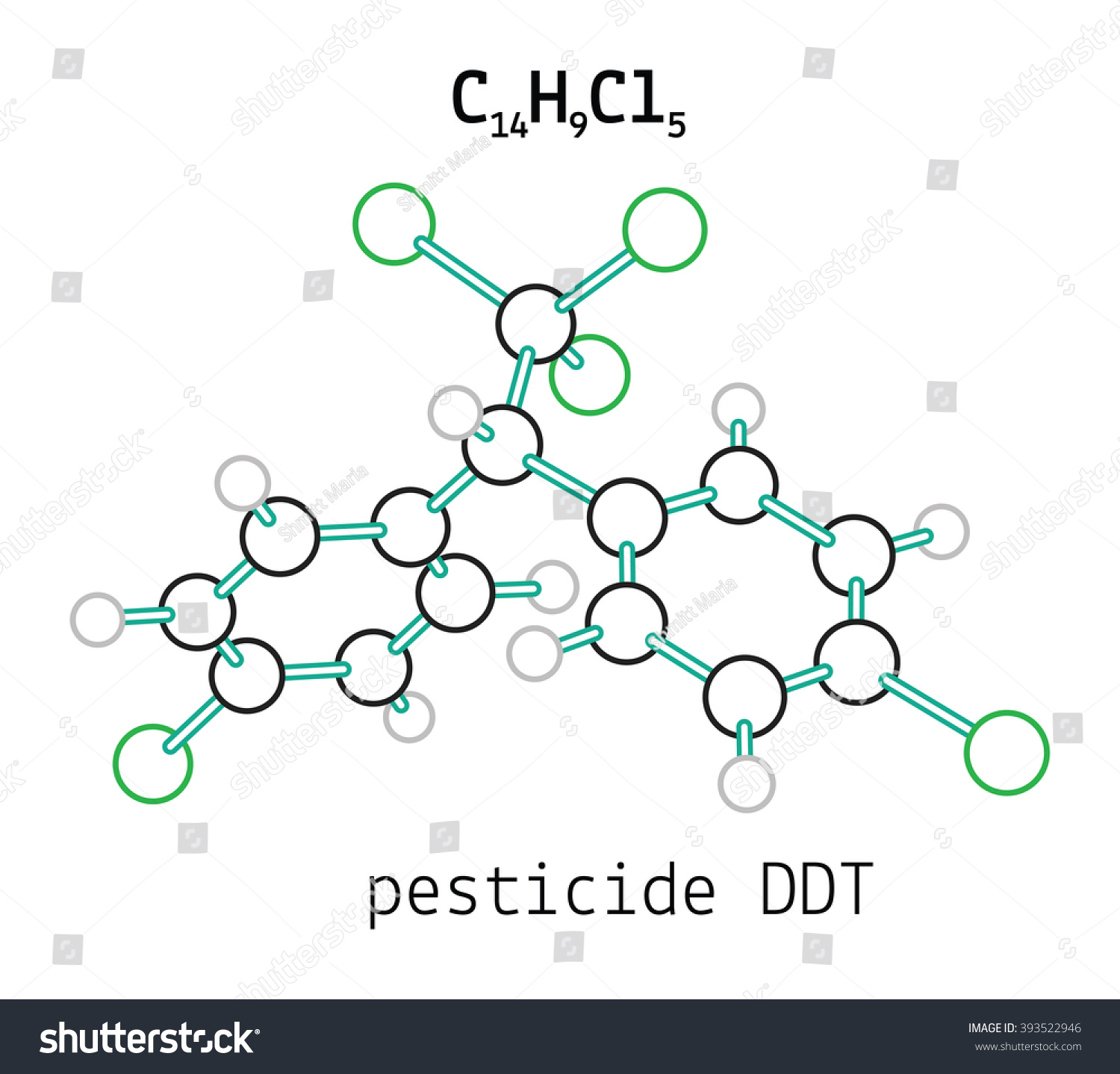 SVG of C14H9Cl5 pesticide DDT molecule svg