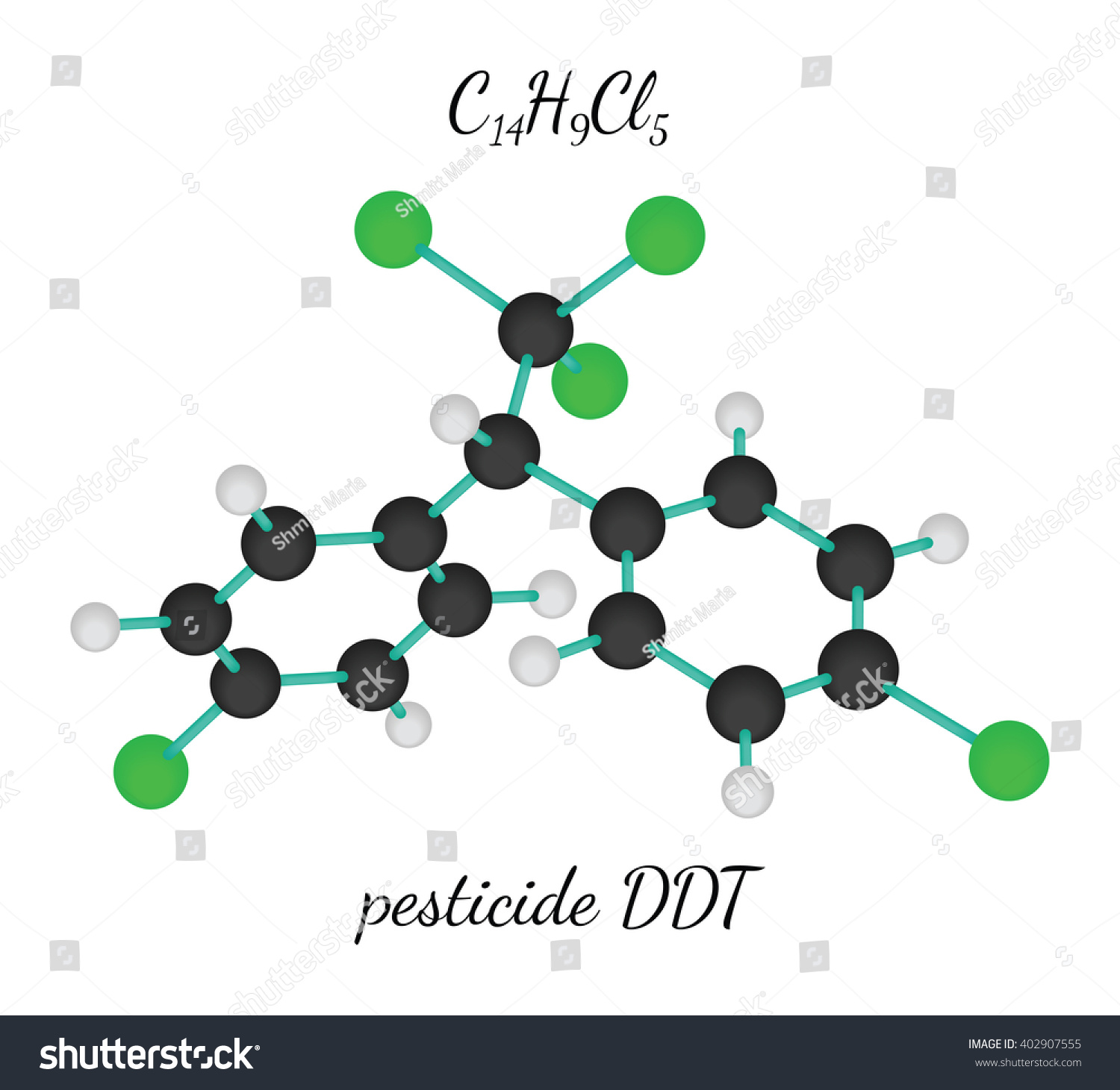 SVG of C14H9Cl5 pesticide DDT molecule svg