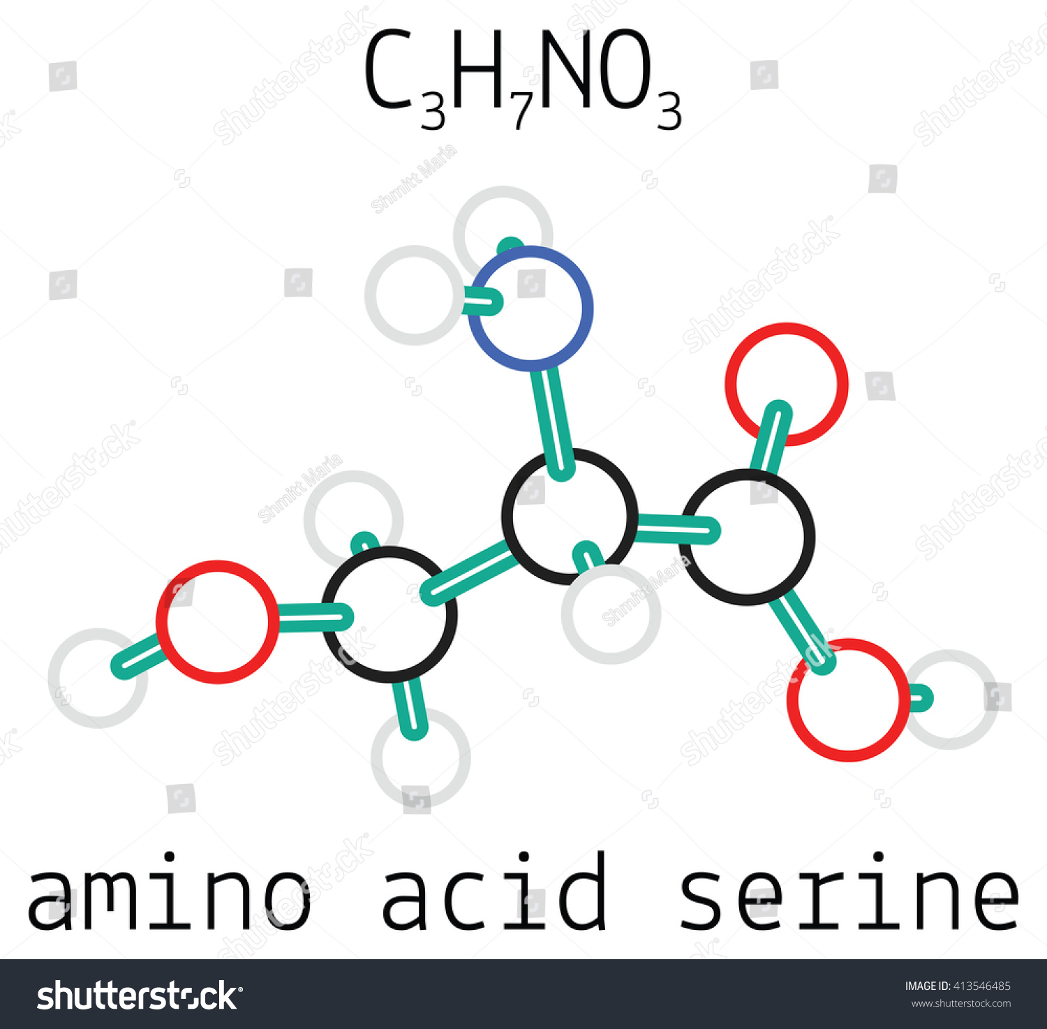 C3h7no3 Serine Amino Acid Molecule Stock Vector 413546485 - Shutterstock