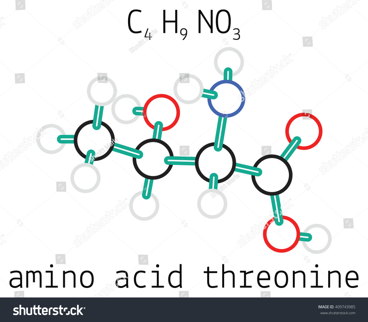 C4h9no3 Threonine Amino Acid Molecule Stock Vector 409743985 : Shutterstock