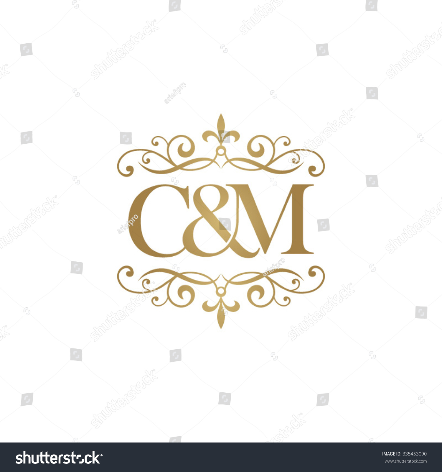 C&M Initial Logo. Ornament Ampersand Monogram Golden Logo Stock Vector ...