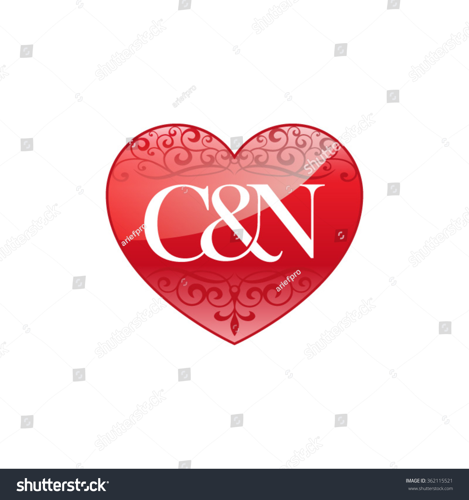 Cn Initial Letter Couple Logo Ornament Stock Vector Royalty Free