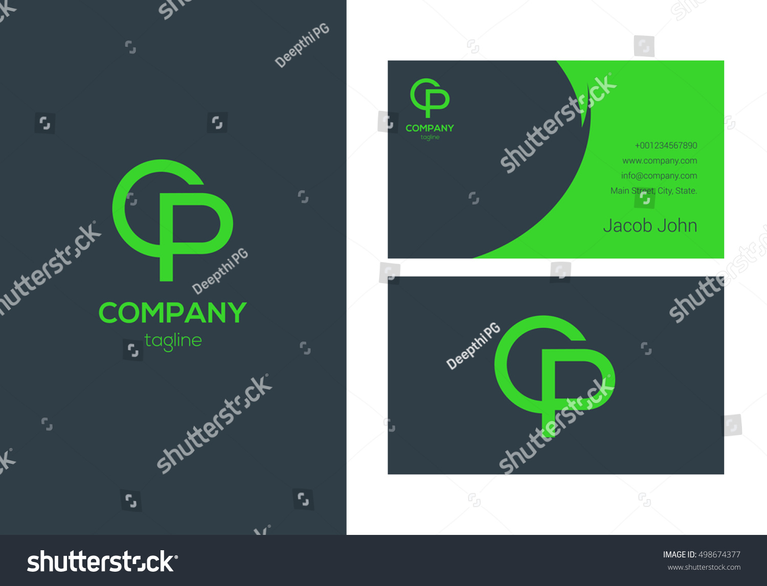 C P Letter Logo Business Card Stock Vector Royalty Free