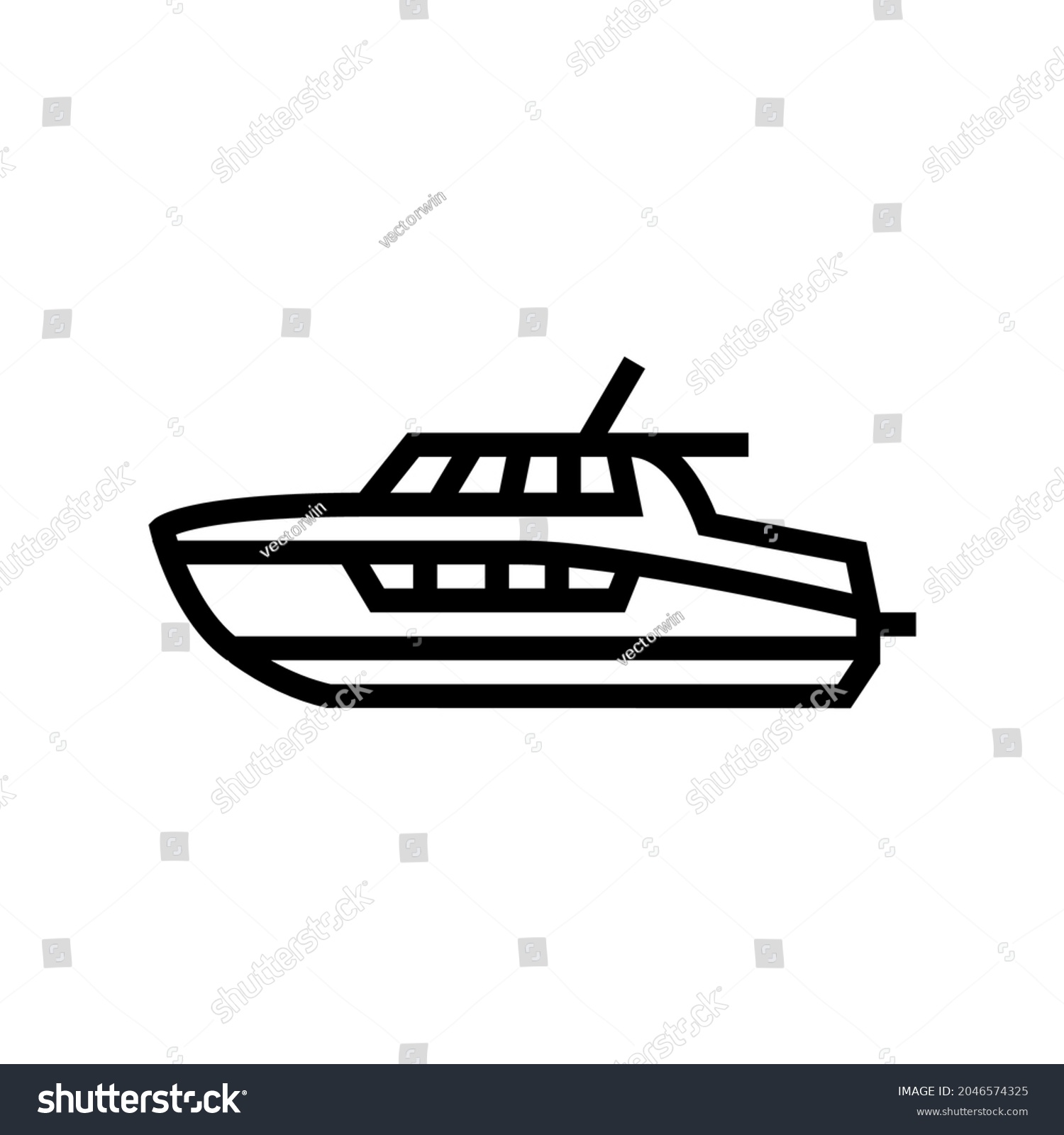 SVG of cabin cruiser boat line icon vector. cabin cruiser boat sign. isolated contour symbol black illustration svg