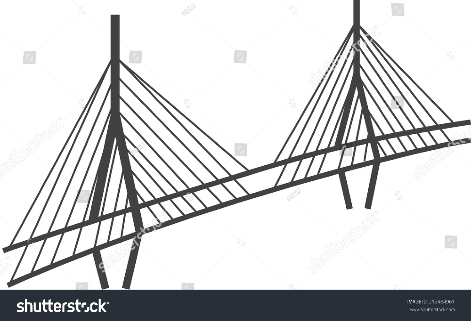 Cable Bridge Vector Stock Vector 212484961 - Shutterstock