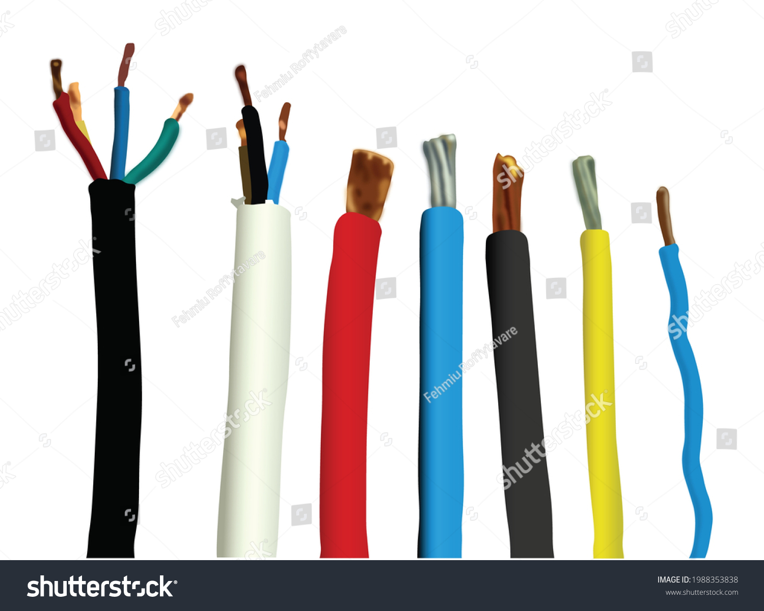 Cable Types Models Group Wire Cable Stock Vector (Royalty Free