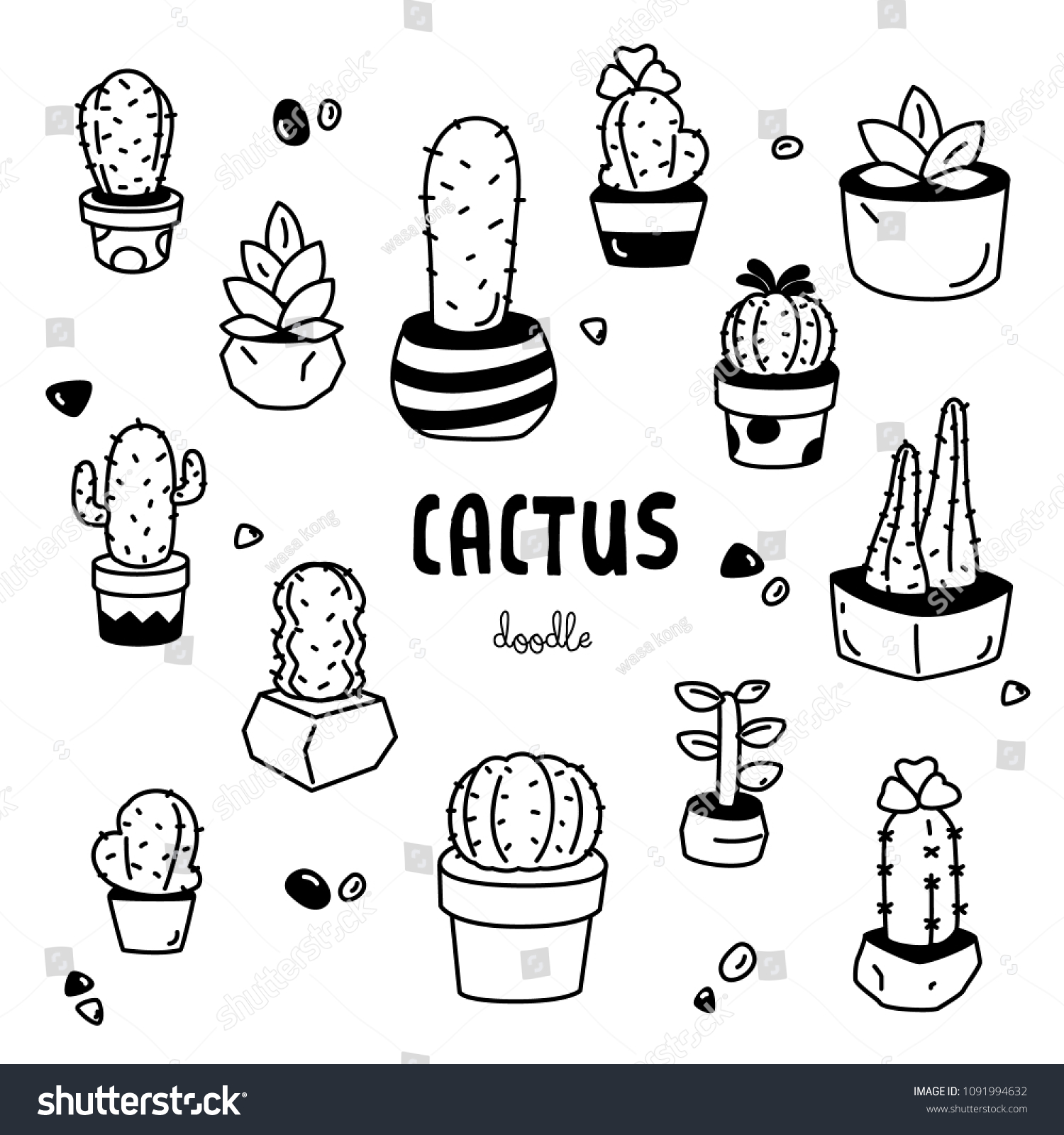 Cactus Doodle Hand Drawing Styles Cactus Stock Vector Royalty Free 1091994632 Shutterstock 3884