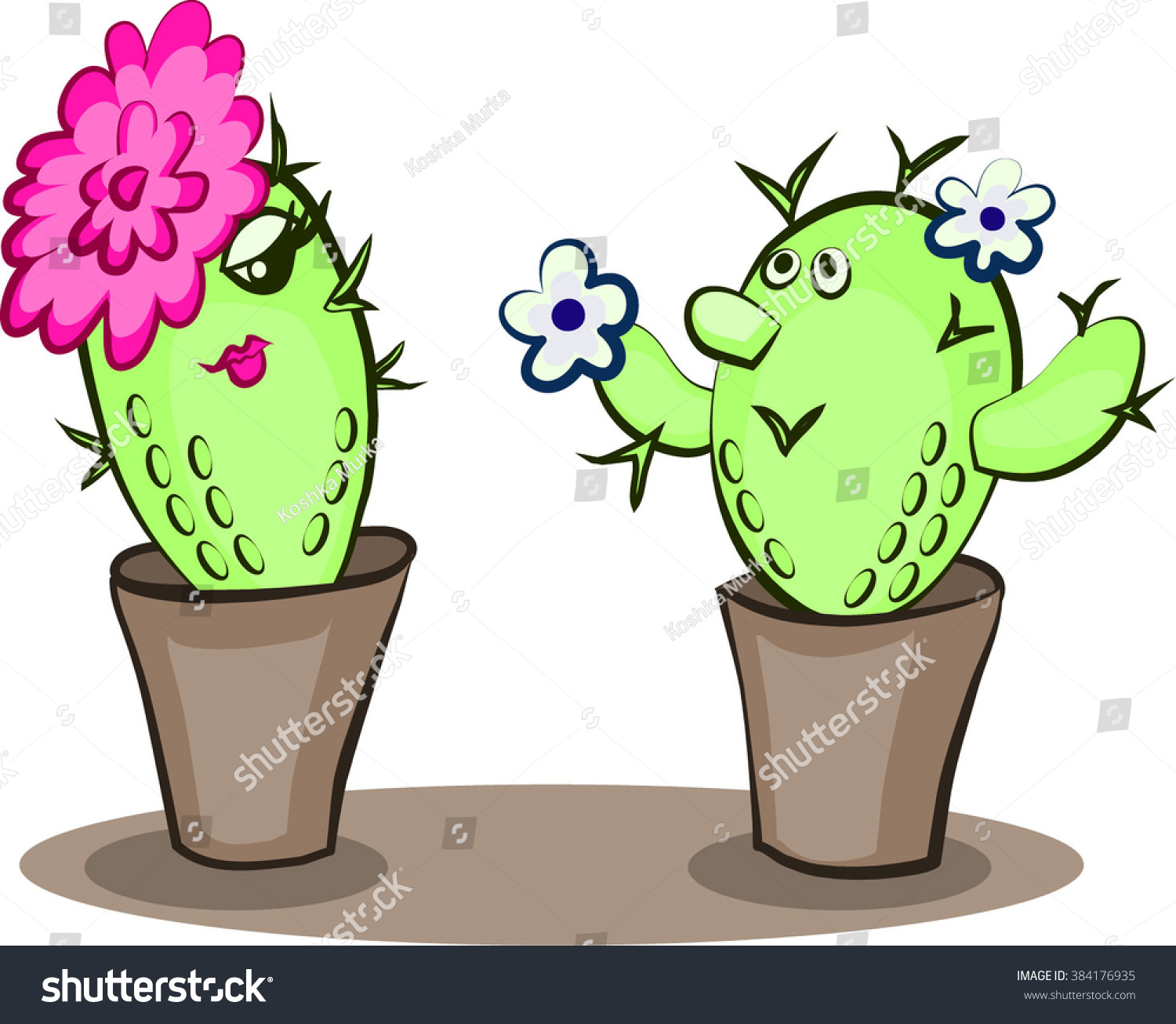 Cactus Male Female Stock Vector 384176935 - Shutterstock