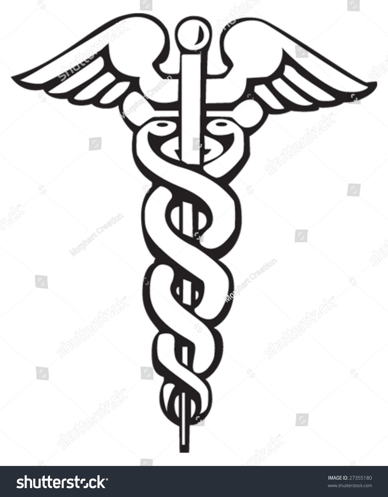 Caduceus, Greek Sign, Symbol, For Tattoo Or Artwork, Vector. Medical ...