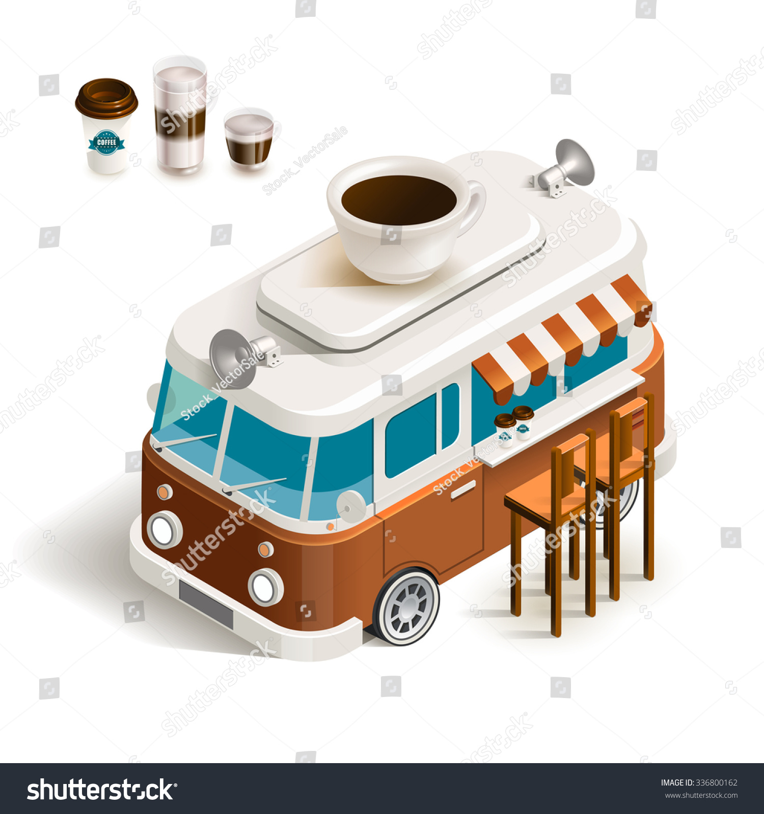 Cafe Car Coffee Shop On Wheels Stock Vector Royalty Free