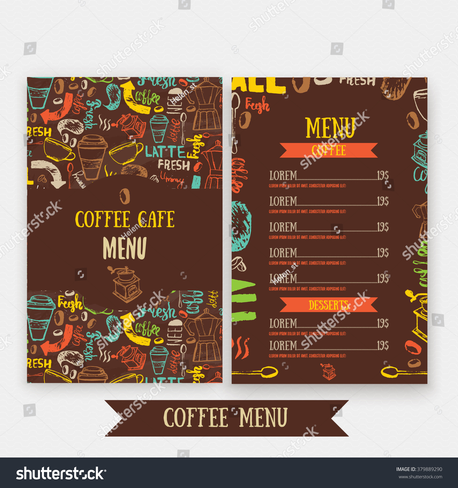 cafe menu template design lettering coffee stock vector 379889290 cafe menu template design lettering coffee stock vector 379889290