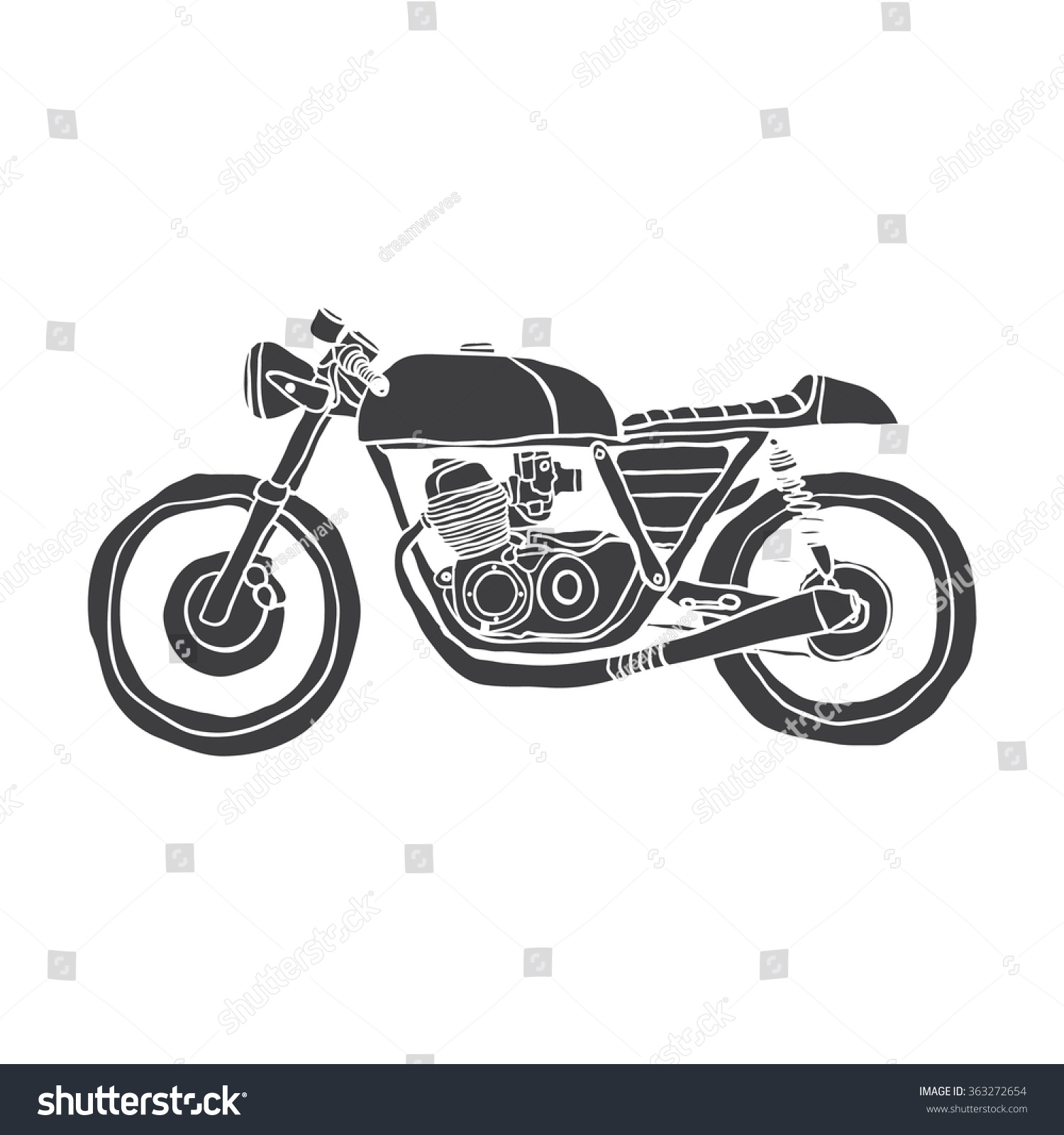 Cafe Racer Motorcycle Handdrawn Stock Vector 363272654 Shutterstock