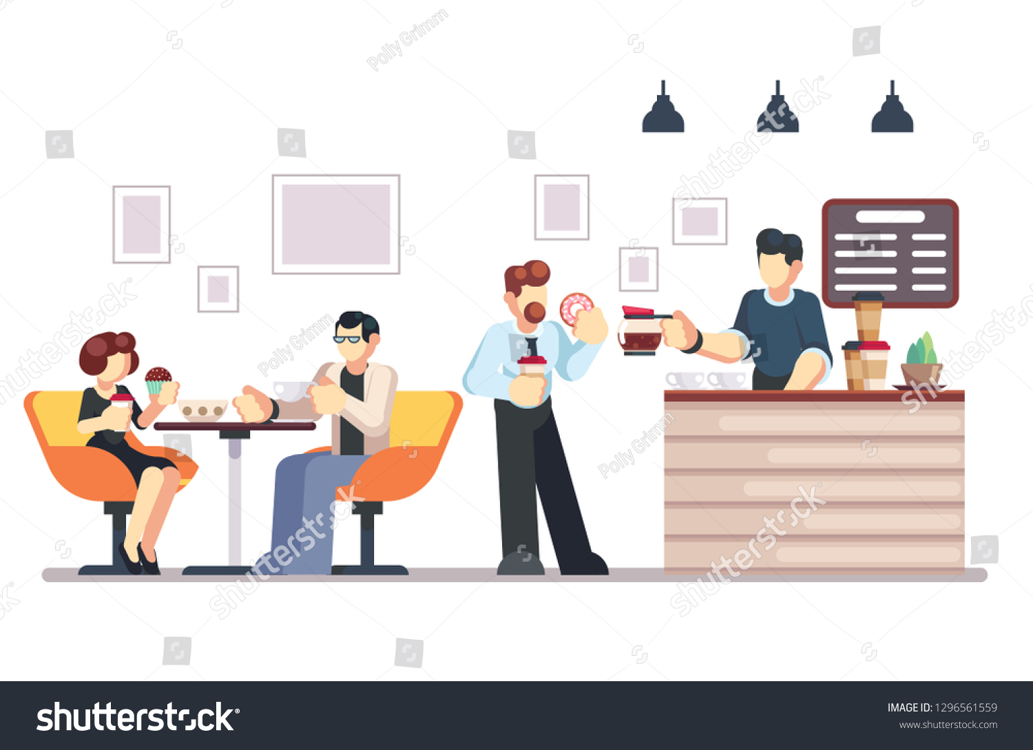 Cafe Shop People Relaxing Modern Place Stock Vector (Royalty Free ...