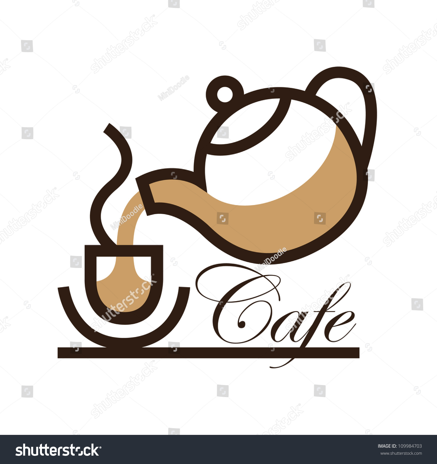 Cafe Sign Coffee Cup Coffee Pot Stock Vector Royalty Free