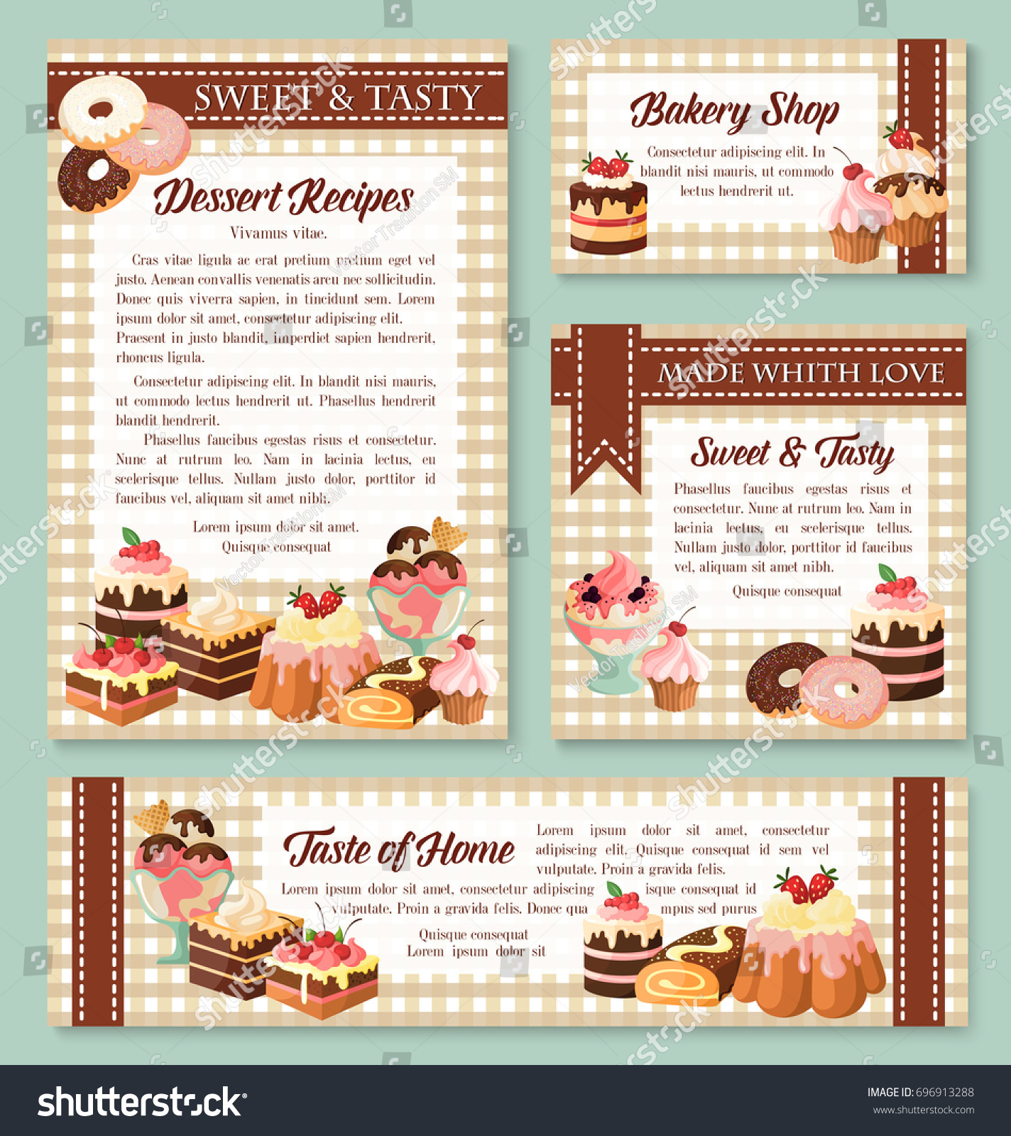 Cake Bakery Shop Banner Template Set Stock Vector Royalty Free 696913288