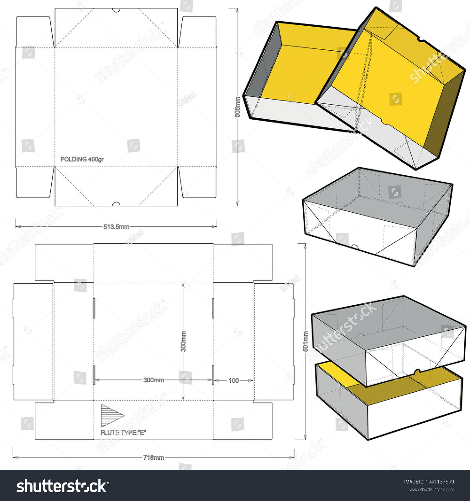 Cake Box Diecut Pattern Internal Measurement Stock Vector (Royalty Free ...