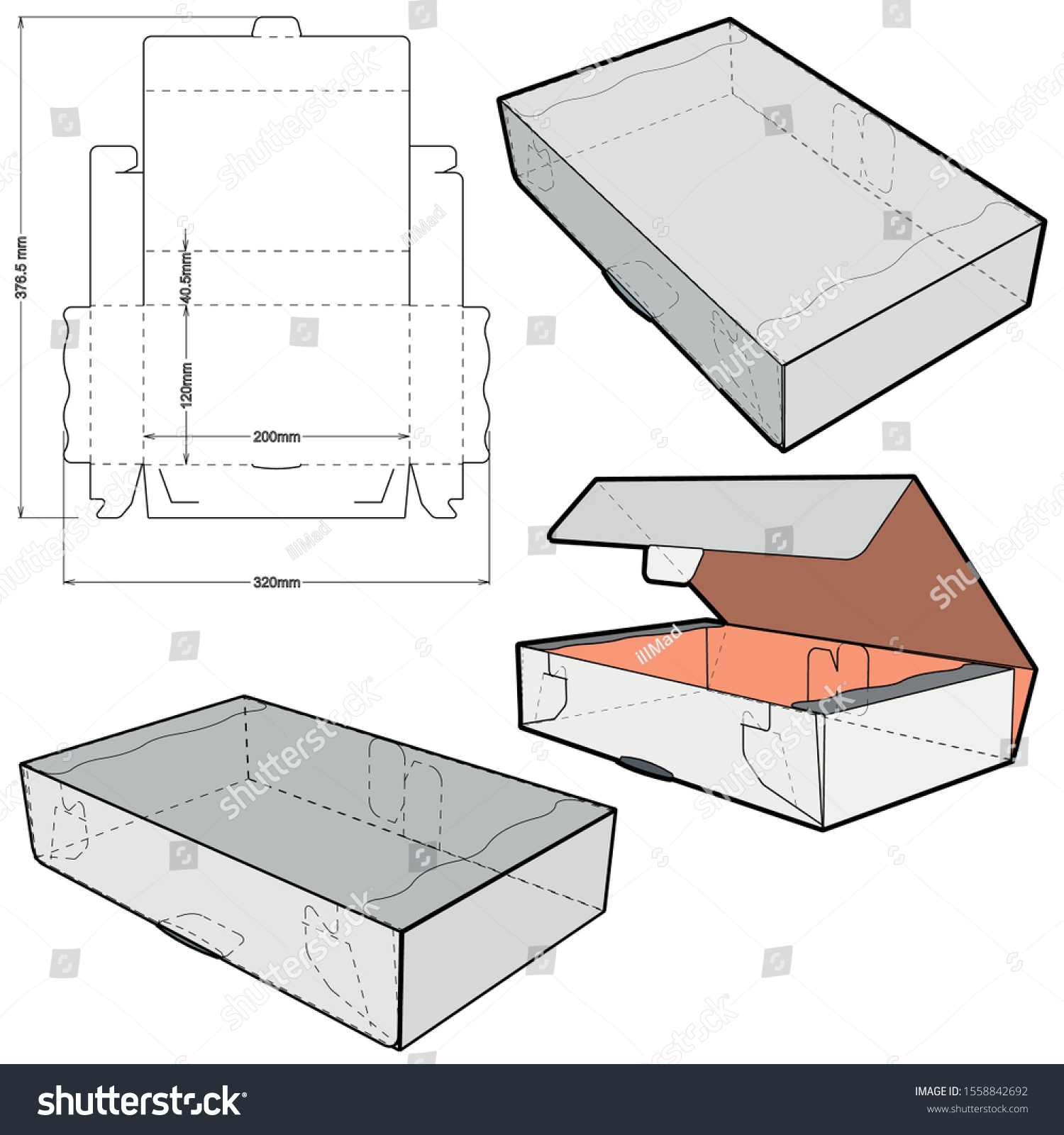 Cake Box Internal Measurement 20x 12 Stock Vector (Royalty Free ...