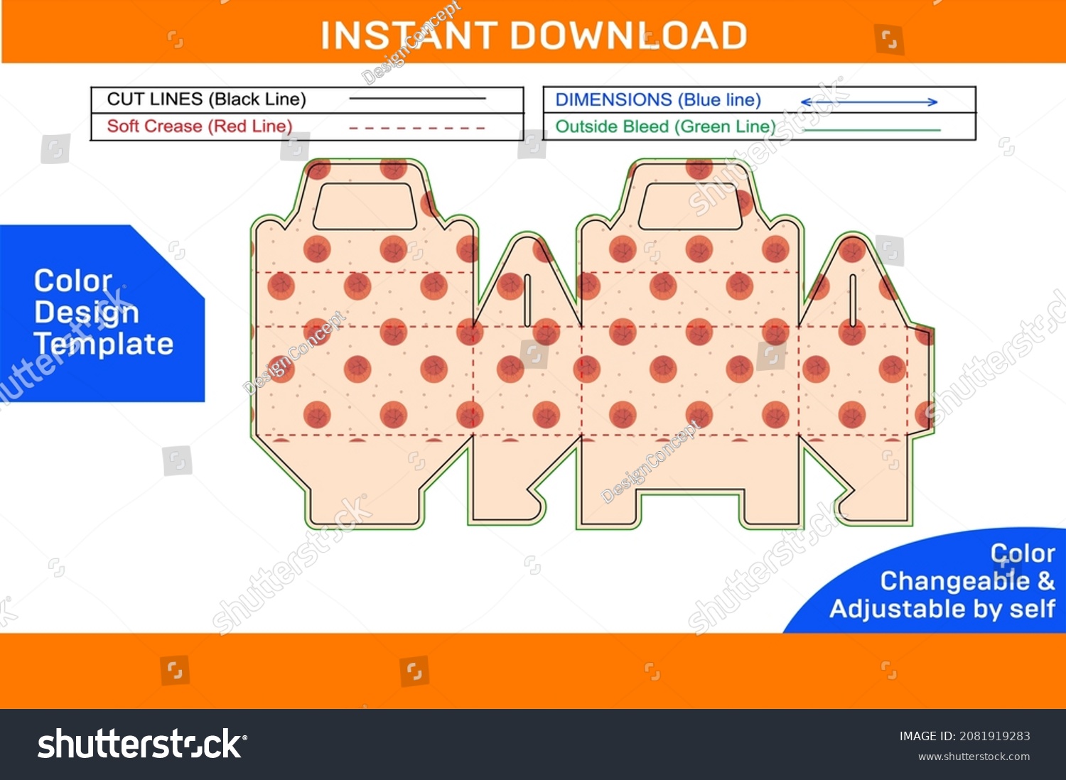 Cake Box Template Cake Box Dieline Stock Vector (Royalty Free) 2081919283