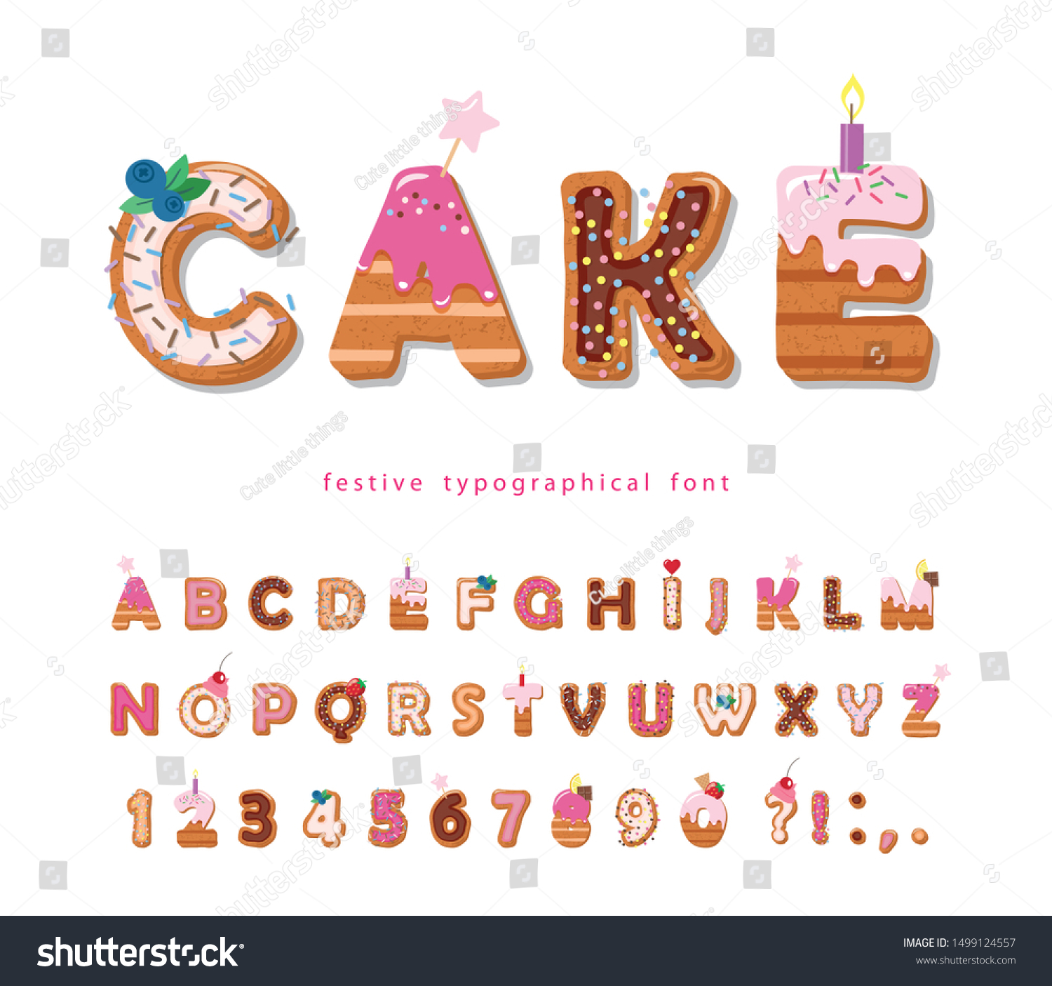 SVG of Cake cartoon font. Cute sweet letters and numbers for birthday card, baby shower, Valentines day, sweets shop, girls magazine, collages. Isolated. Vector. svg