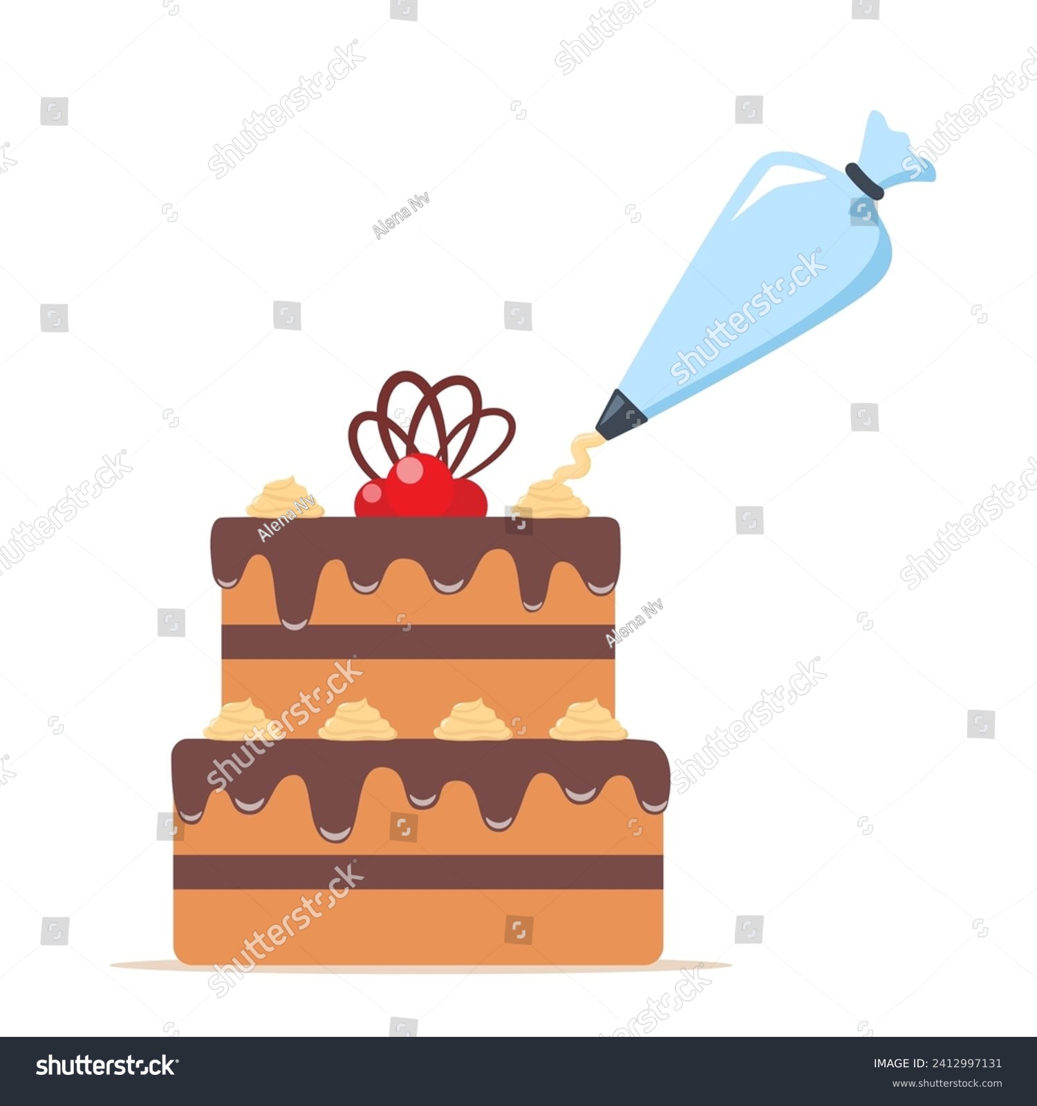 SVG of Cake decorating. Pastry bag for decorate cakes with cream. Cooking and bakery process. Vector illustration svg