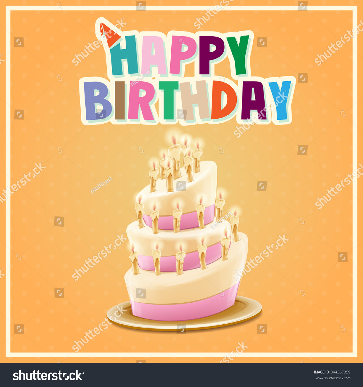 Cake Happy Birthday Stock Vector 344367359 : Shutterstock