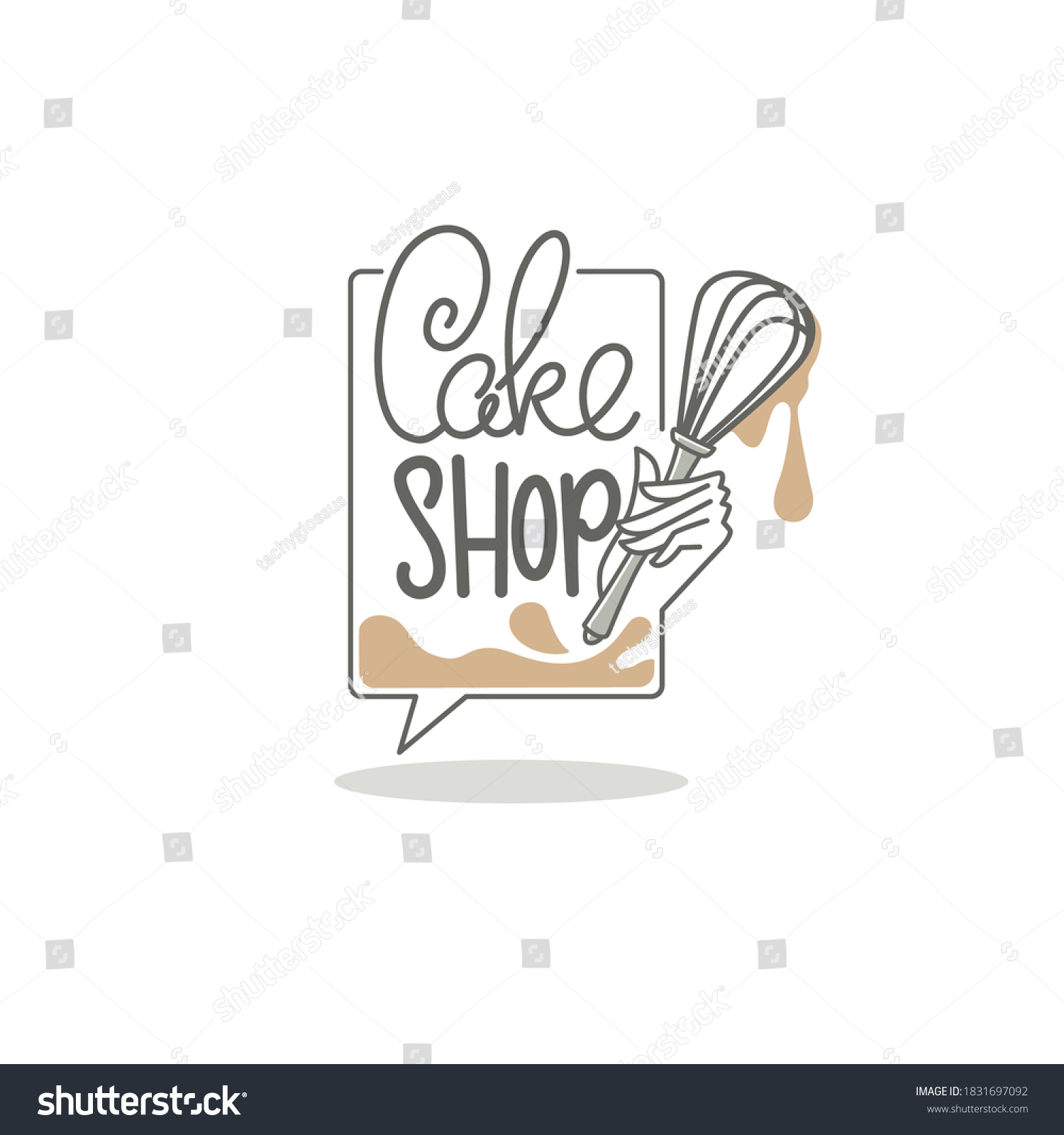 SVG of cake shop logo, with lettering conposition and hand image svg