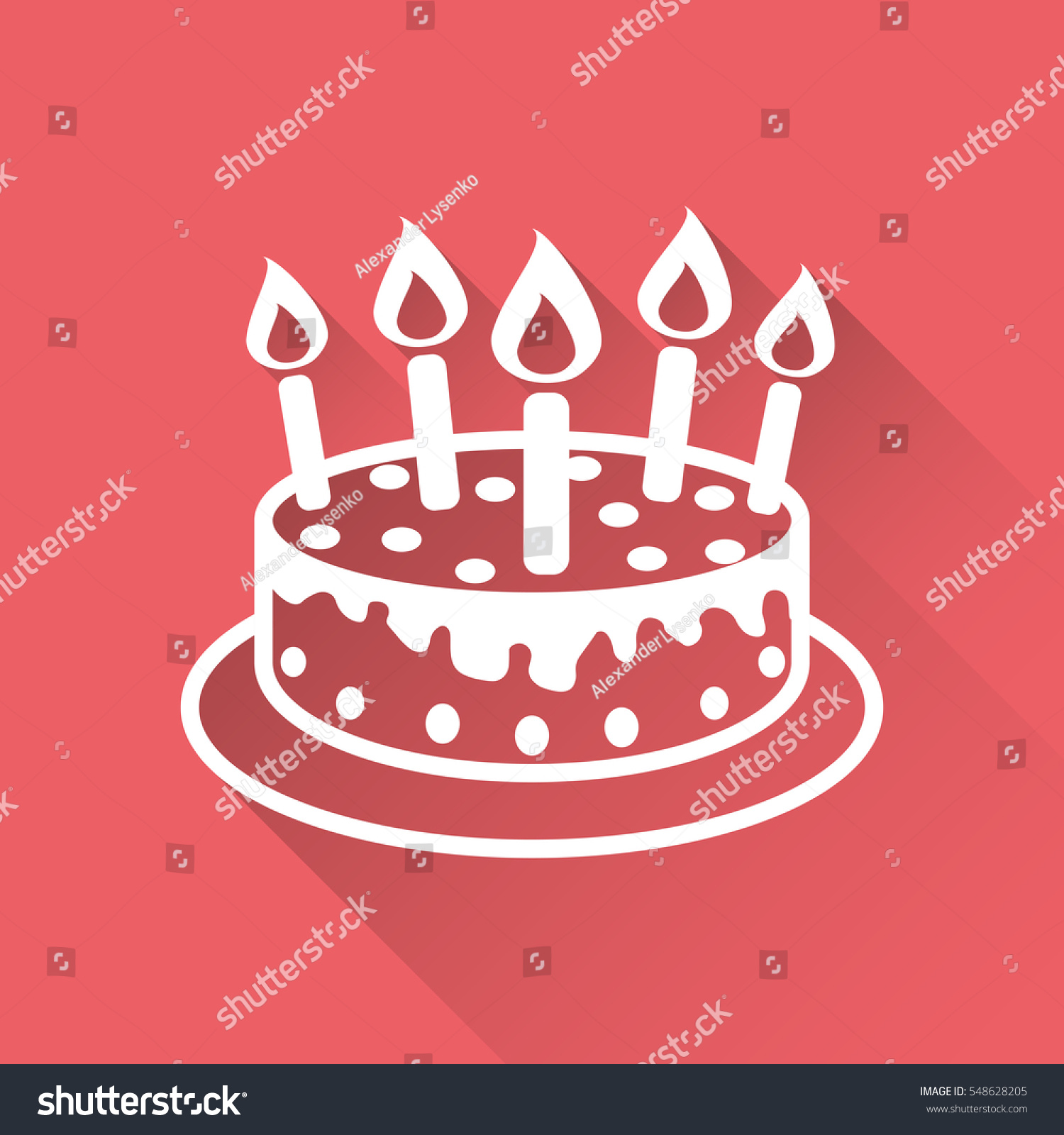 Cake Candle Icon Simple Flat Pictogram Stock Vector Royalty Free