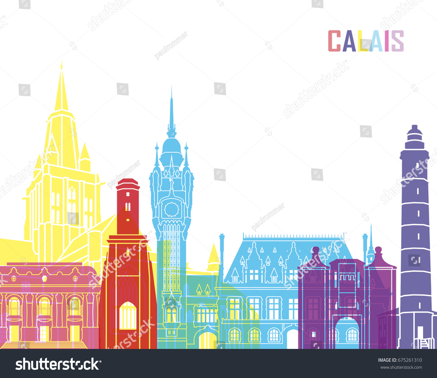 SVG of Calais skyline pop in editable vector file svg